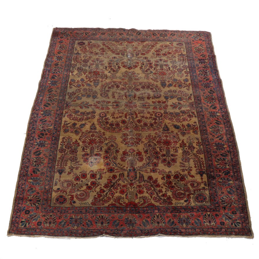 8'0 x 10'7 Hand-Knotted Persian Farahan Sarouk Rug, 1910s