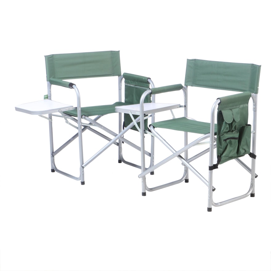 Canvas Folding Camping Chairs with Drop Down Side Table