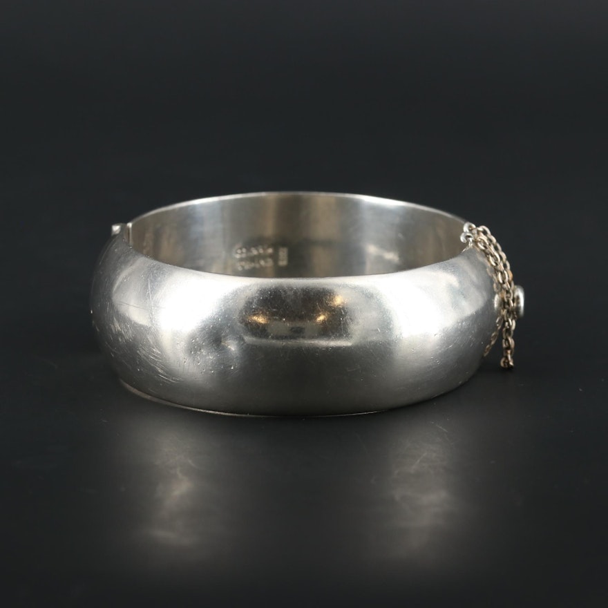Mexican Sterling Silver Hinged Bangle Bracelet