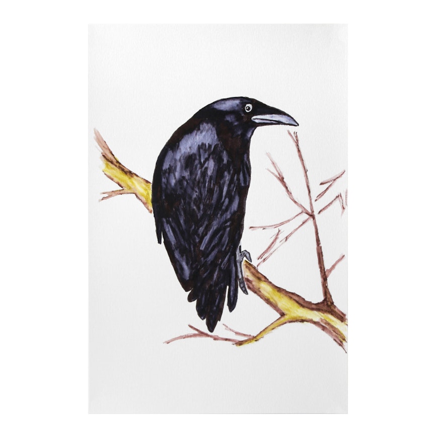 deSanto Watercolor Painting of a Raven