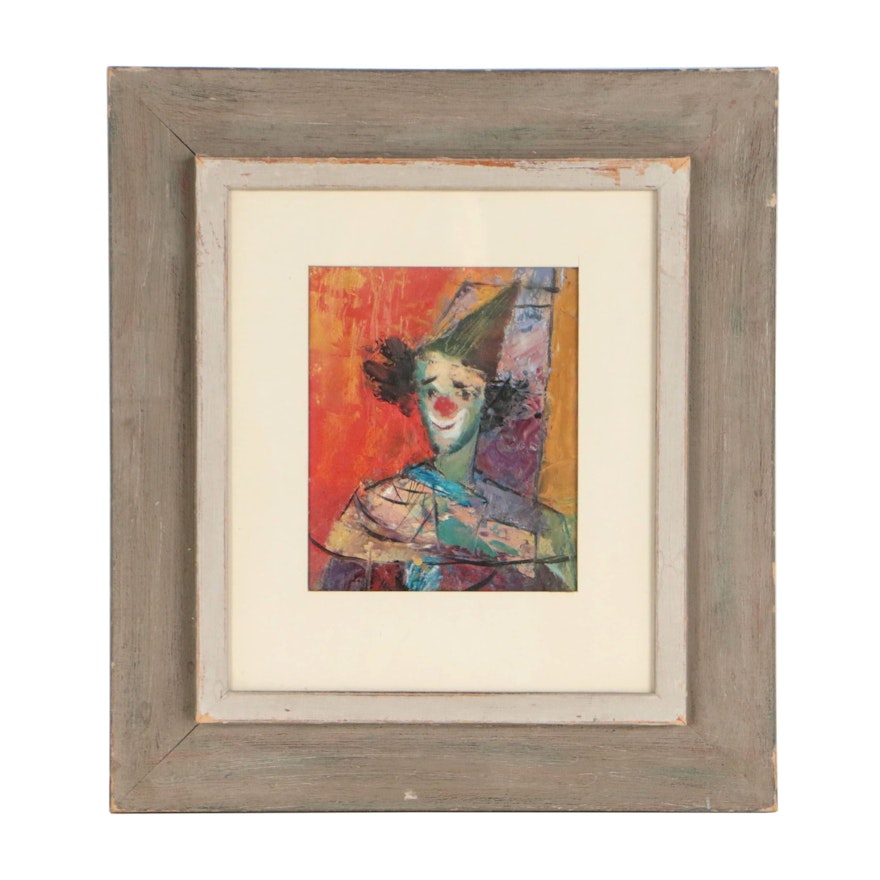 Mixed Media Portrait Painting of Clown