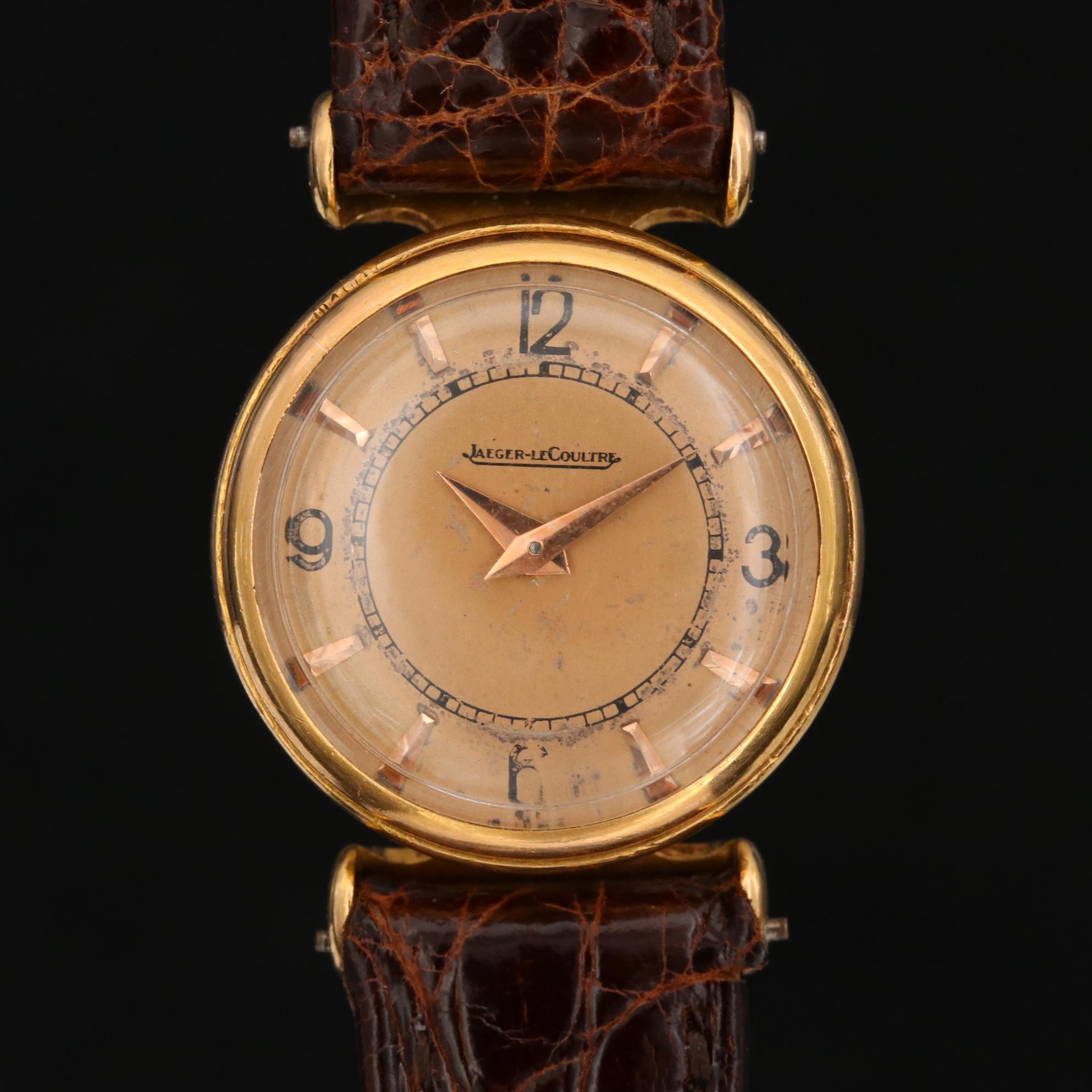 Vintage Jaeger LeCoultre 18K Gold Back Wind Watch
