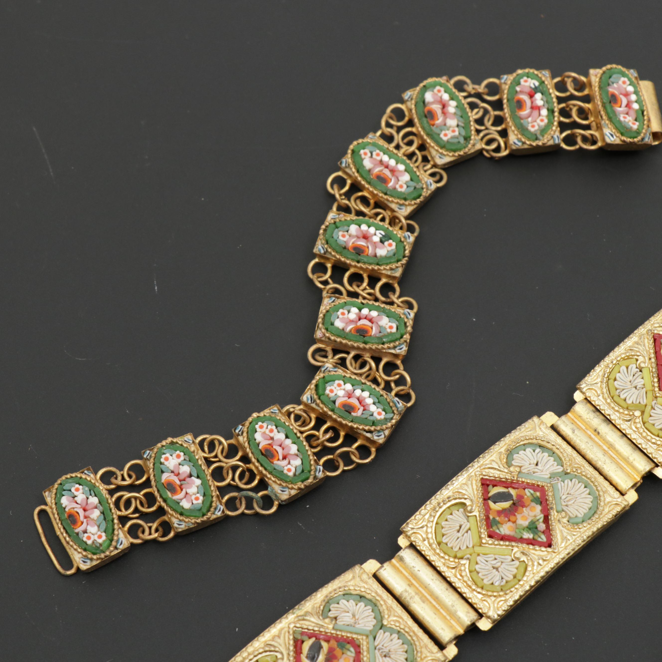 Vintage Italian Micro Mosaic Bracelets and Earrings