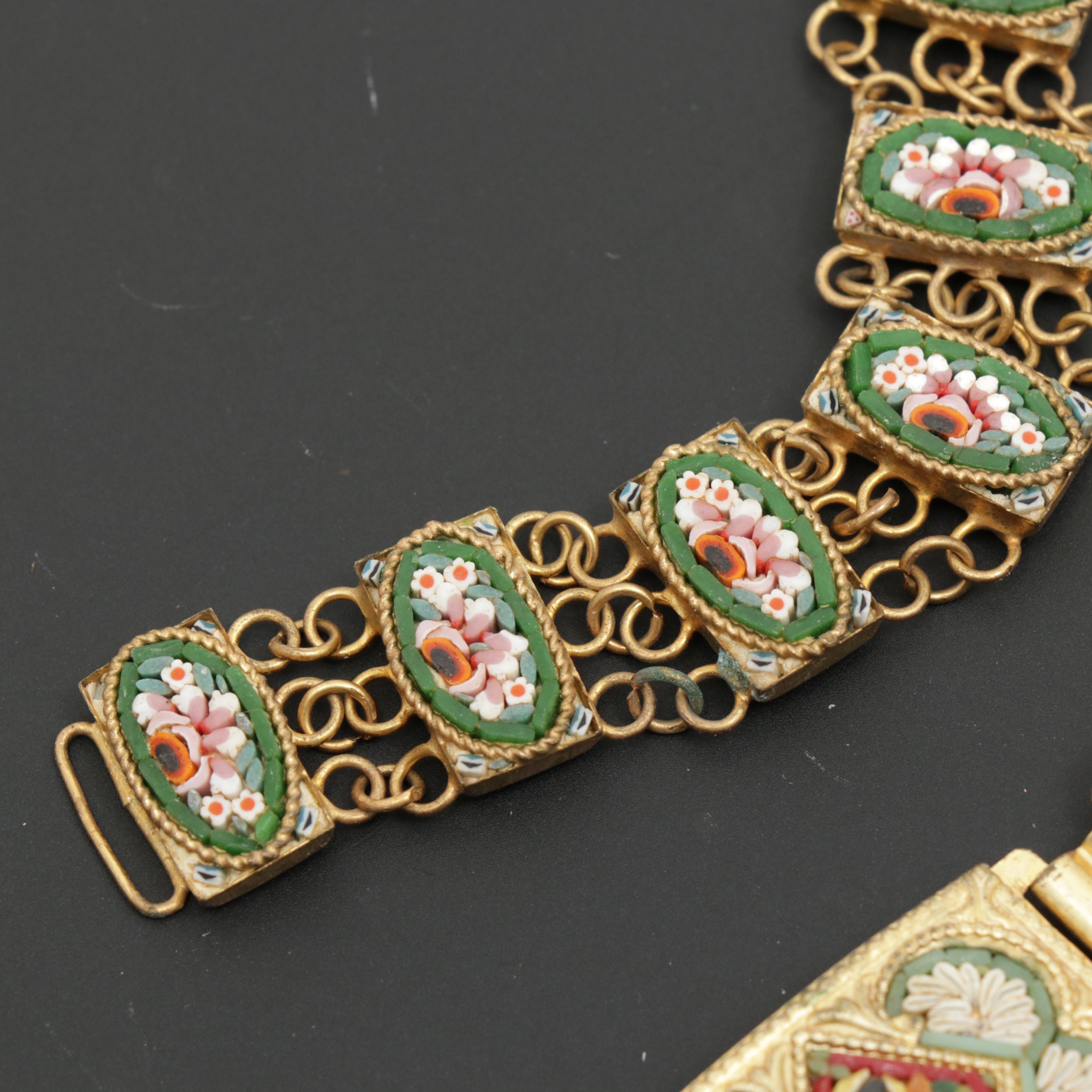 Vintage Italian Micro Mosaic Bracelets and Earrings
