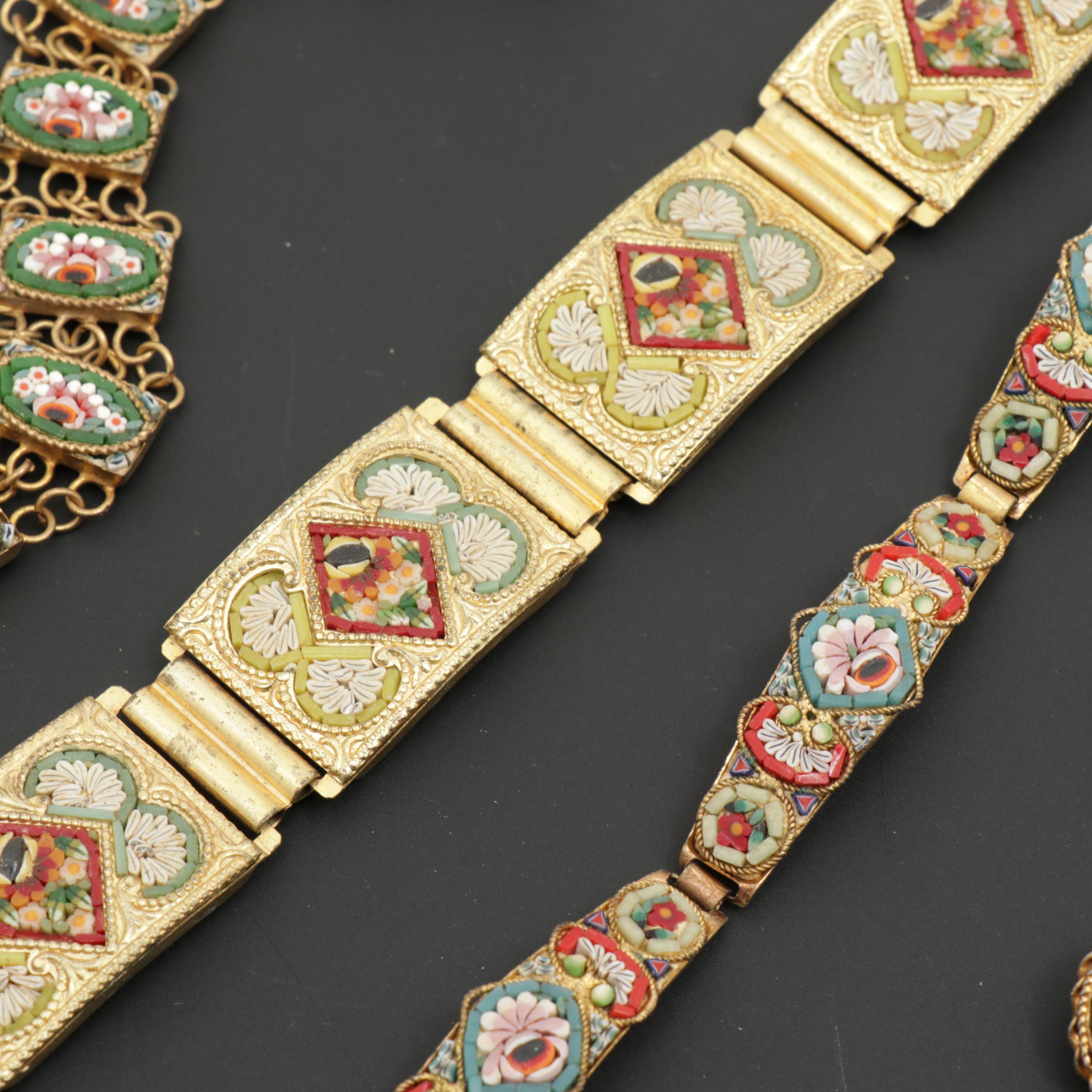 Vintage Italian Micro Mosaic Bracelets and Earrings