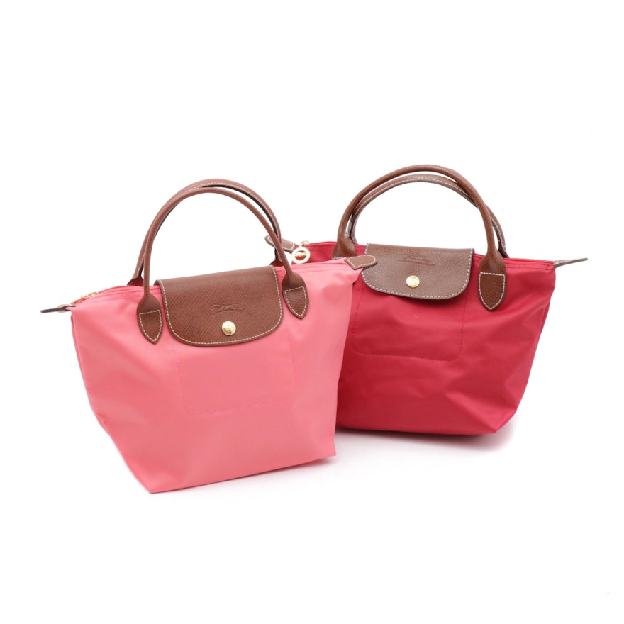 Longchamp Le Pliage Collapsible Leather and Nylon Totes