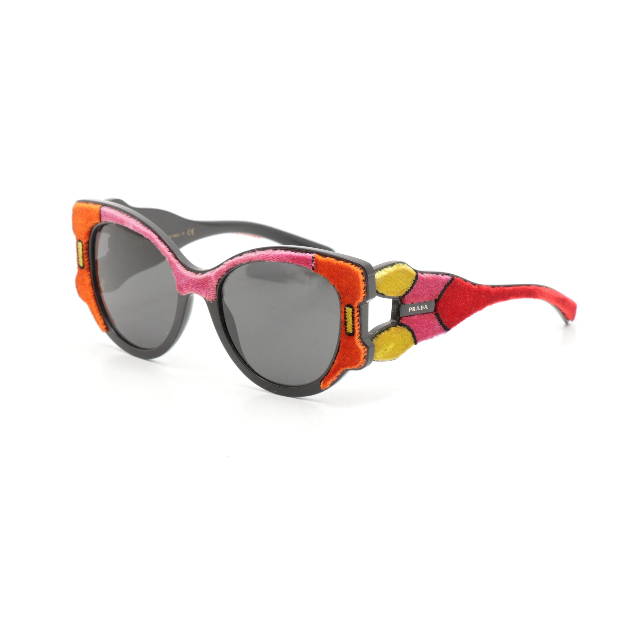 Prada SPR 10U Velvet Colorblock Butterfly Sunglasses