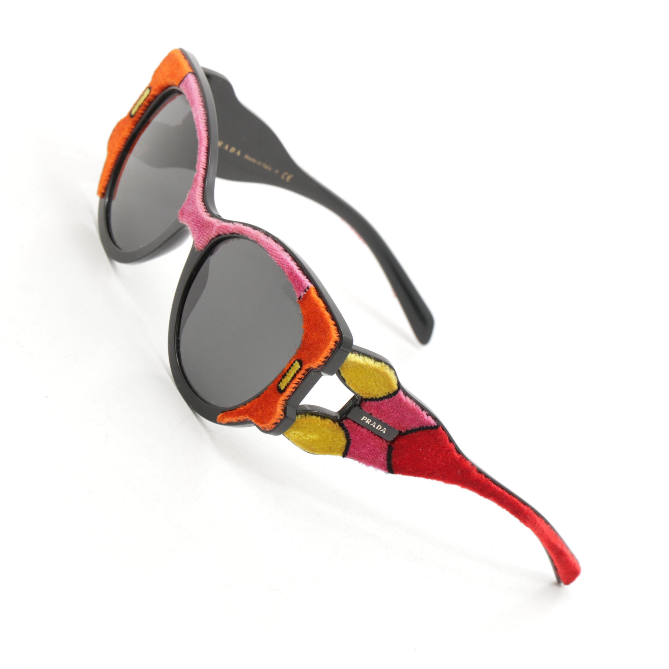 Prada SPR 10U Velvet Colorblock Butterfly Sunglasses