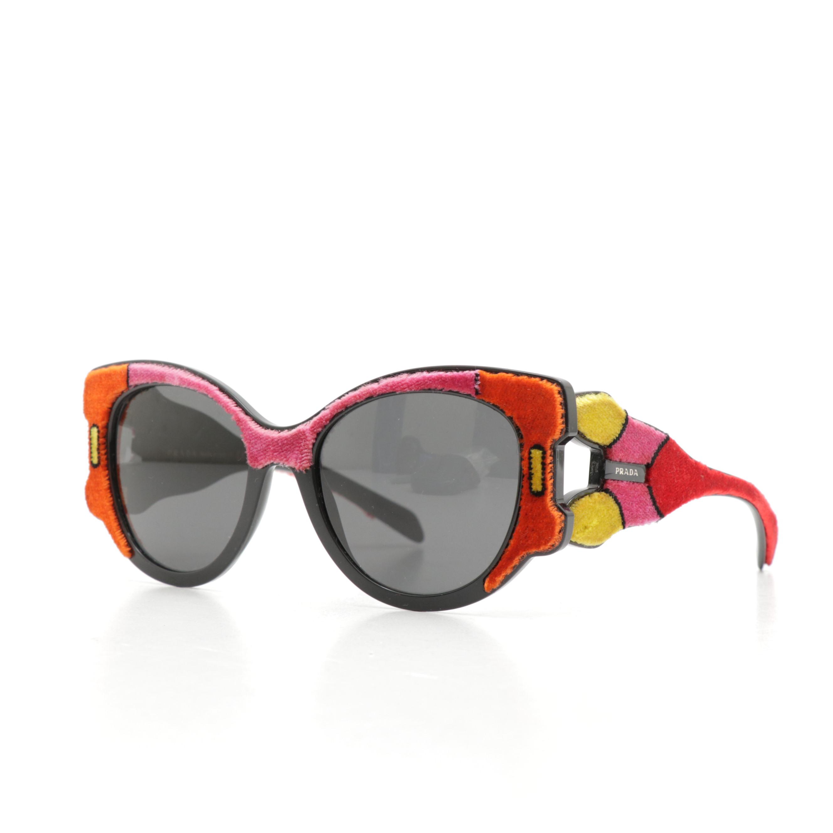 Prada SPR 10U Velvet Colorblock Butterfly Sunglasses