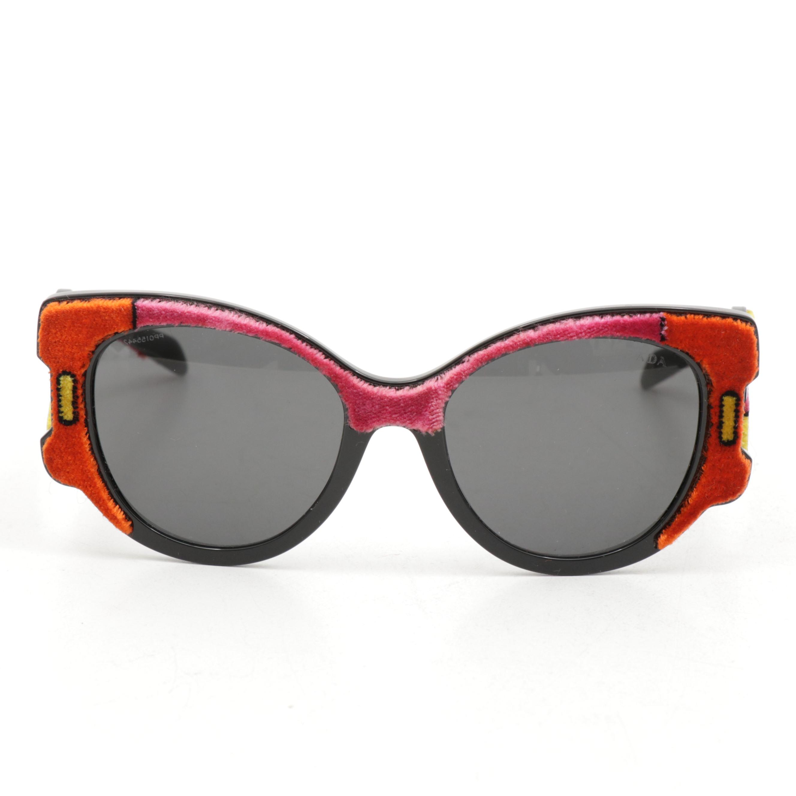 Prada SPR 10U Velvet Colorblock Butterfly Sunglasses