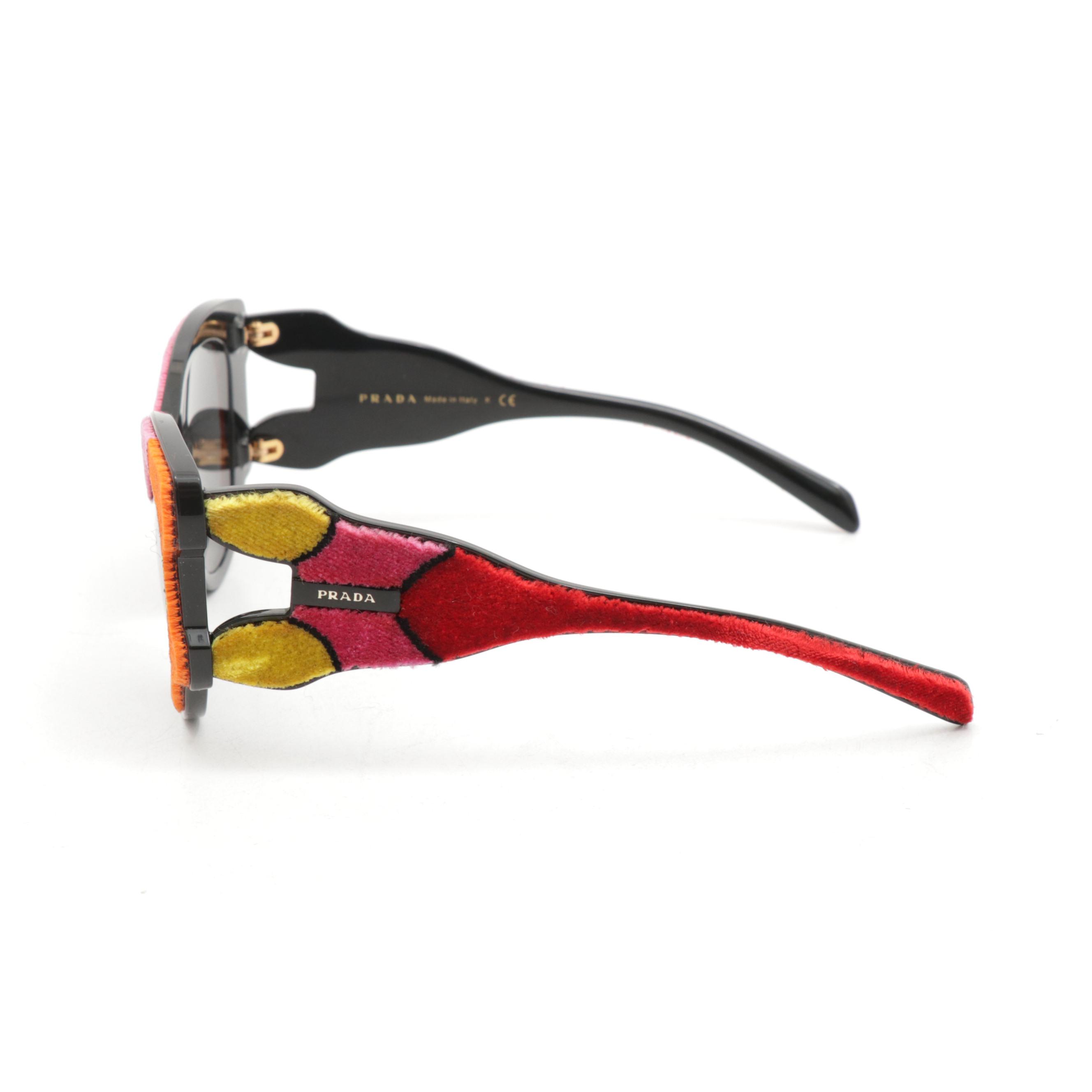 Prada SPR 10U Velvet Colorblock Butterfly Sunglasses