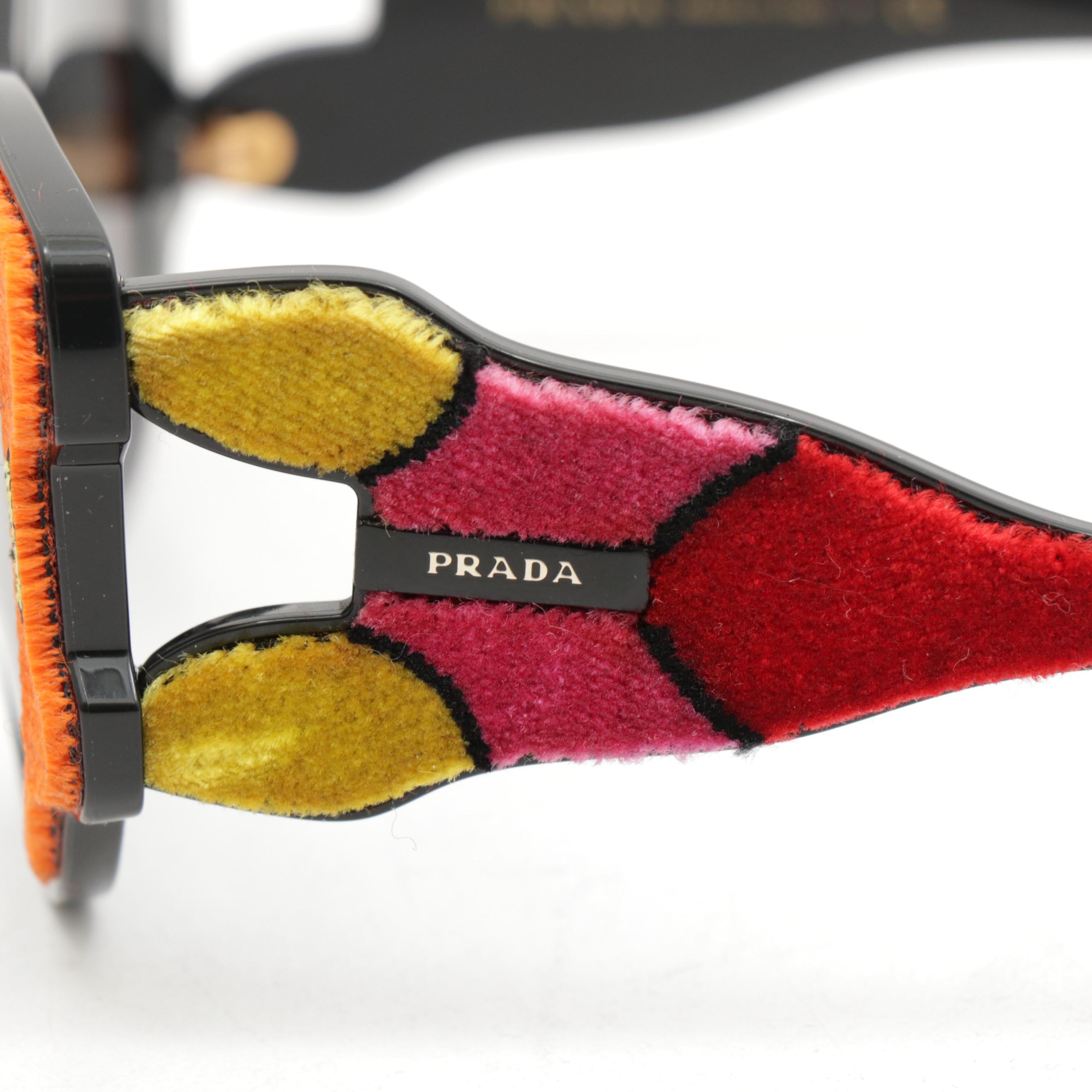 Prada SPR 10U Velvet Colorblock Butterfly Sunglasses