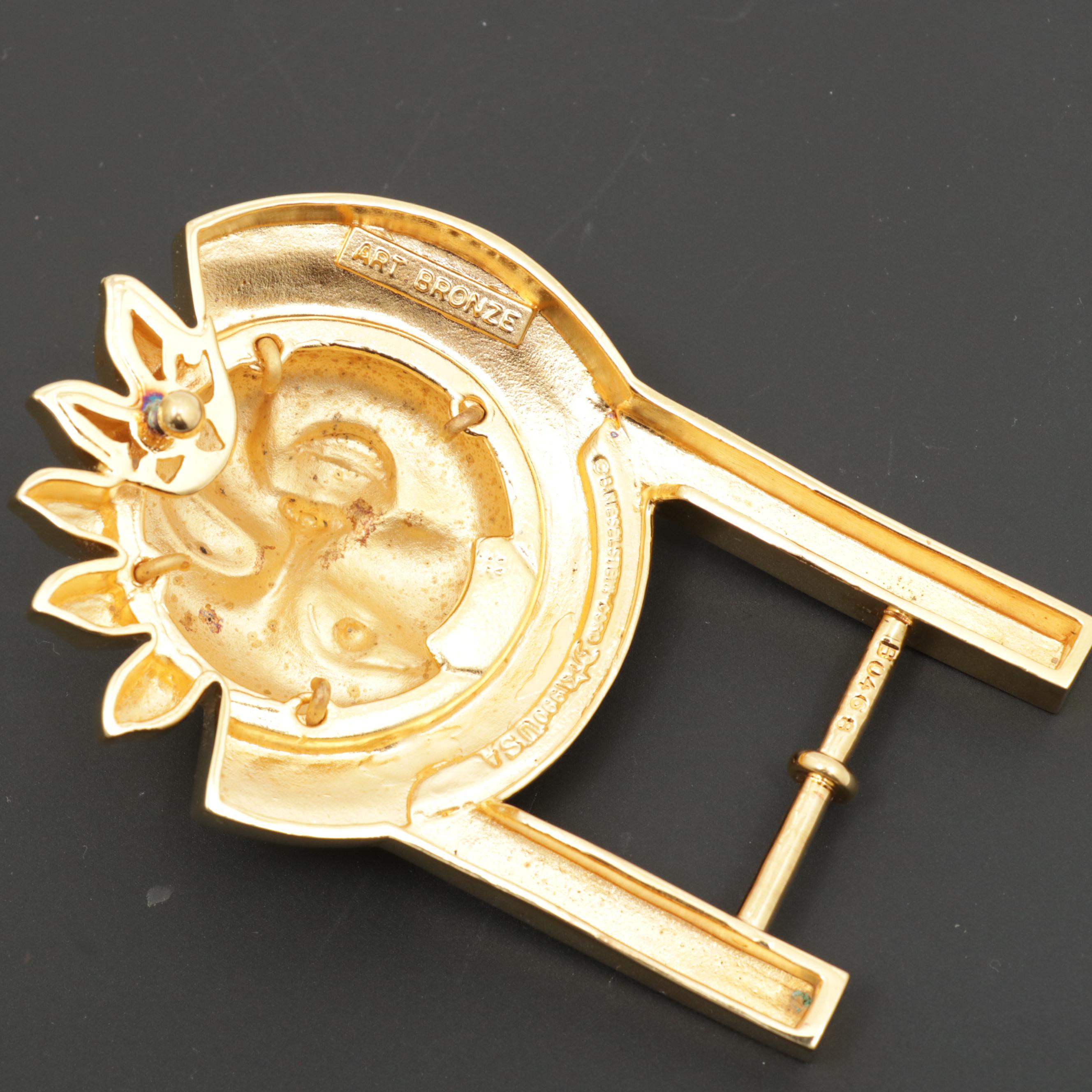 Barry Kieselstein-Cord Art Bronze Sun Face Belt Buckle