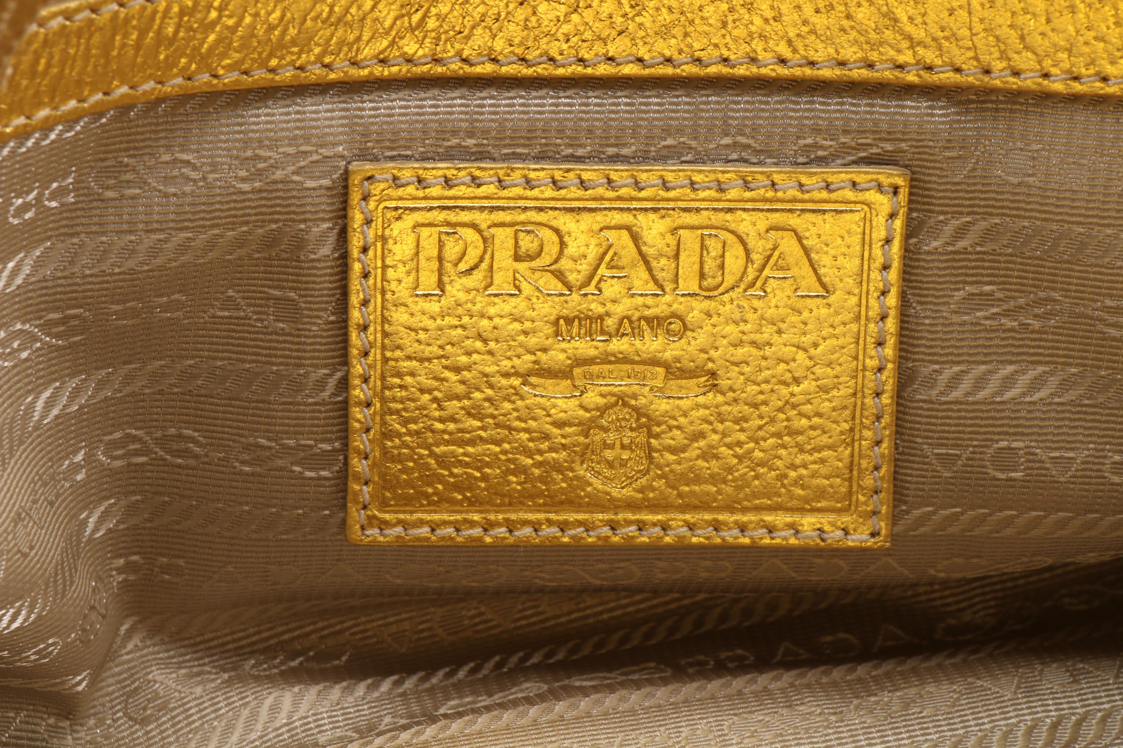 Prada Boston Bag in Woven Straw and Metallic Gold Leather