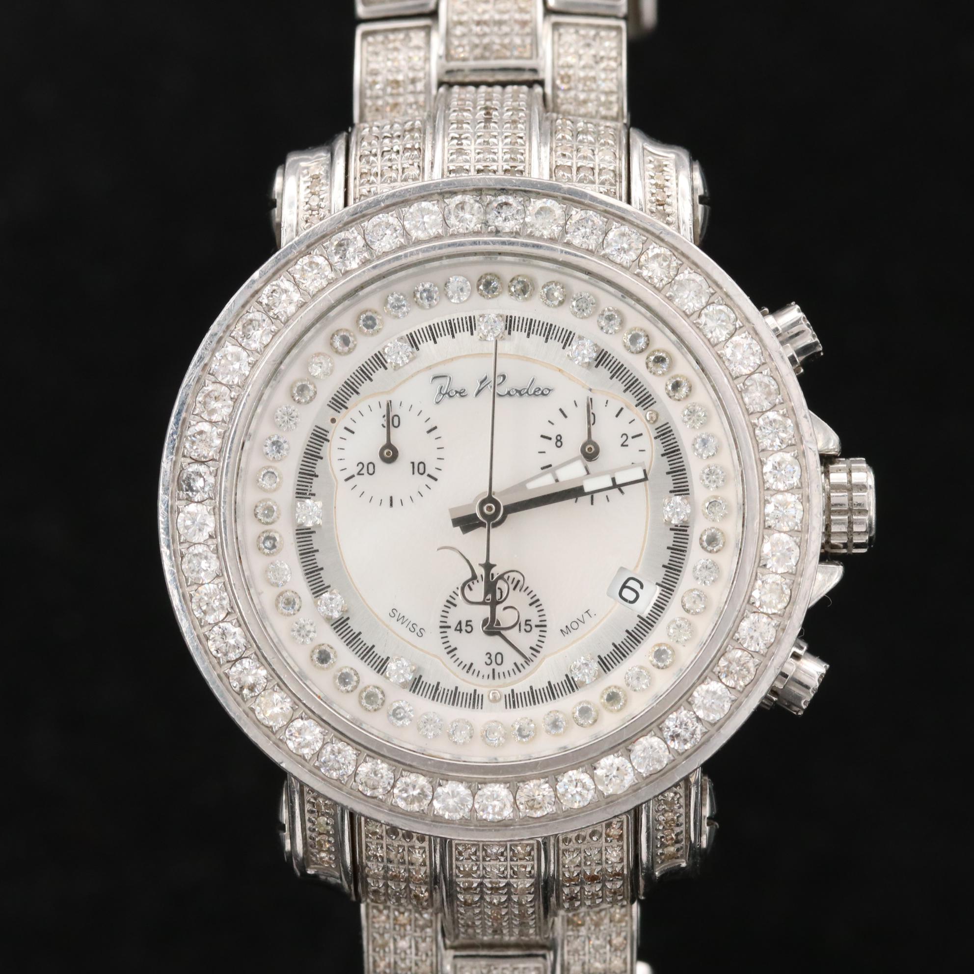 Joe Rodeo Stainless Steel and 5.82 CTW Diamond Quartz Watch