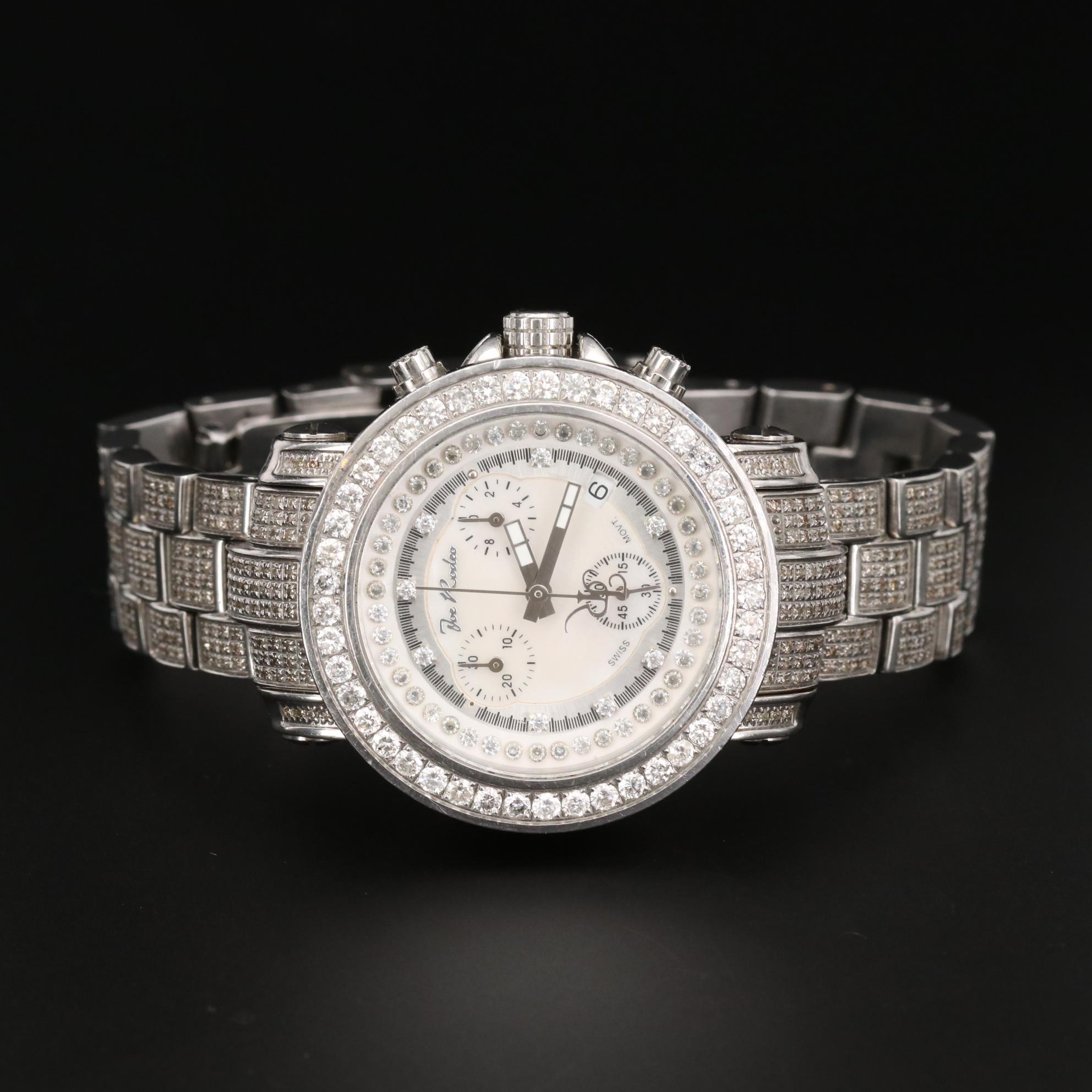 Joe Rodeo Stainless Steel and 5.82 CTW Diamond Quartz Watch