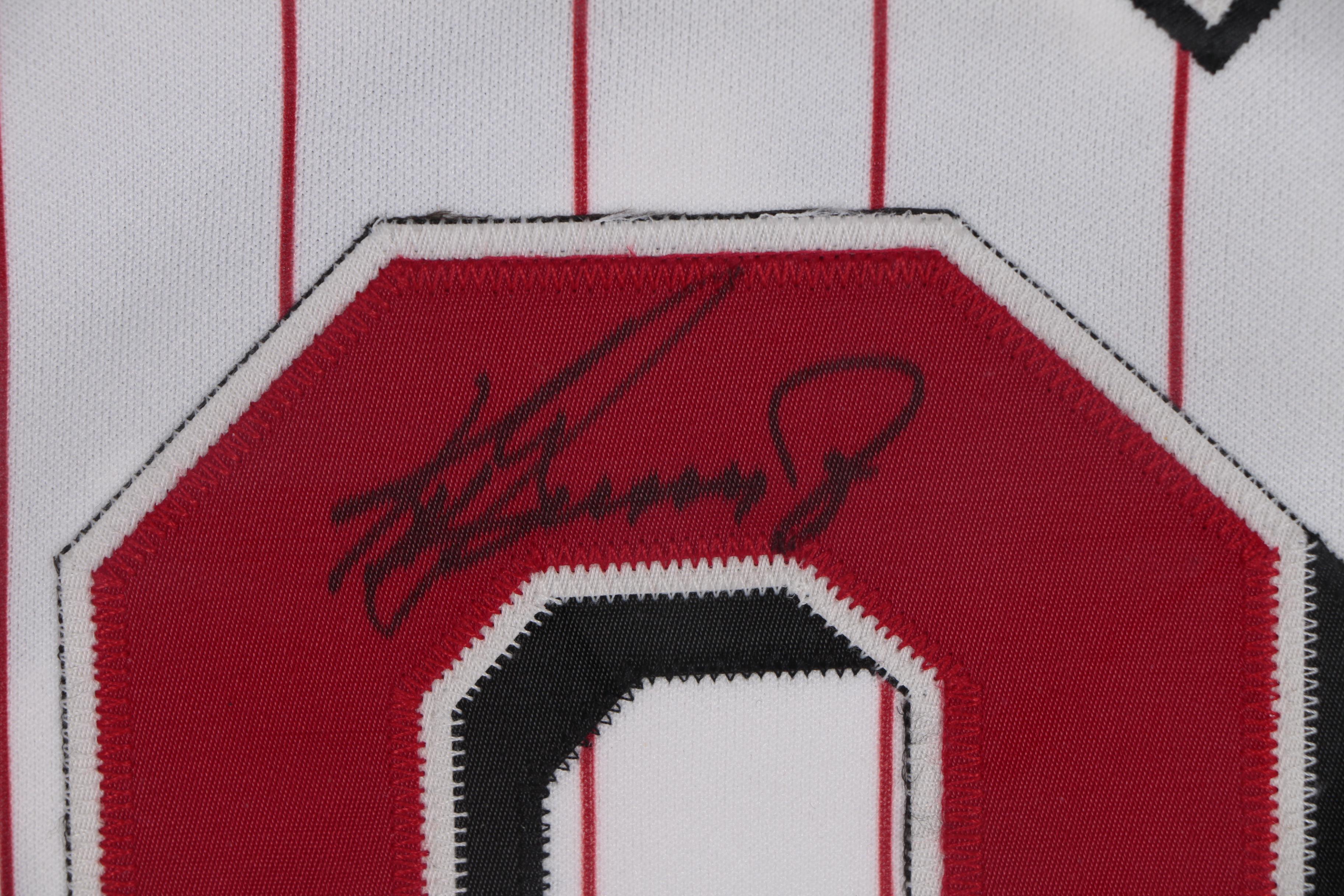 Ken Griffey Jr. Signed Cincinnati Reds Baseball Jersey in Shadow Box Frame, UD