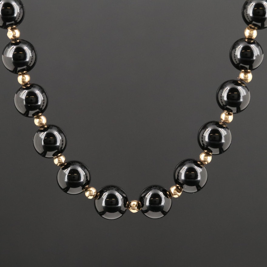 10K Yellow Gold Black Onyx Endless Necklace