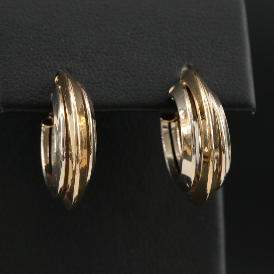 14K Yellow and White Gold Hoop Earrings