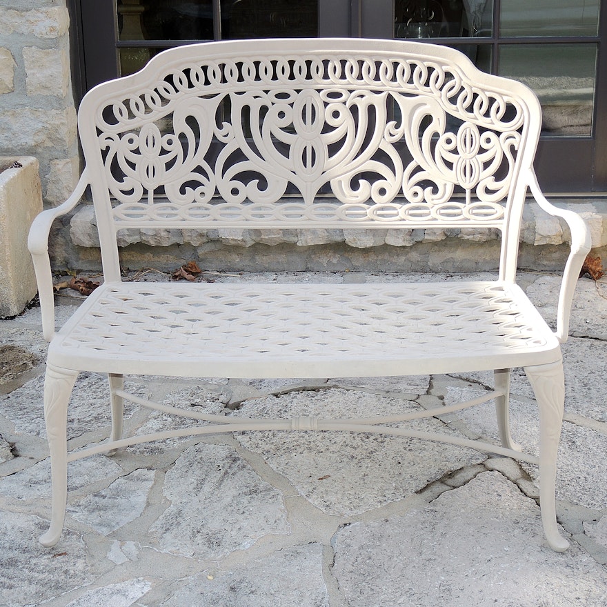 Painted Iron Patio Bench