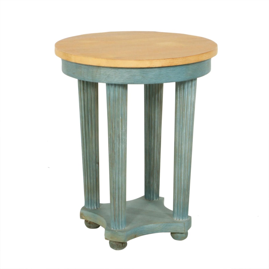 Wood Four Column Accent Table, Late 20th Century