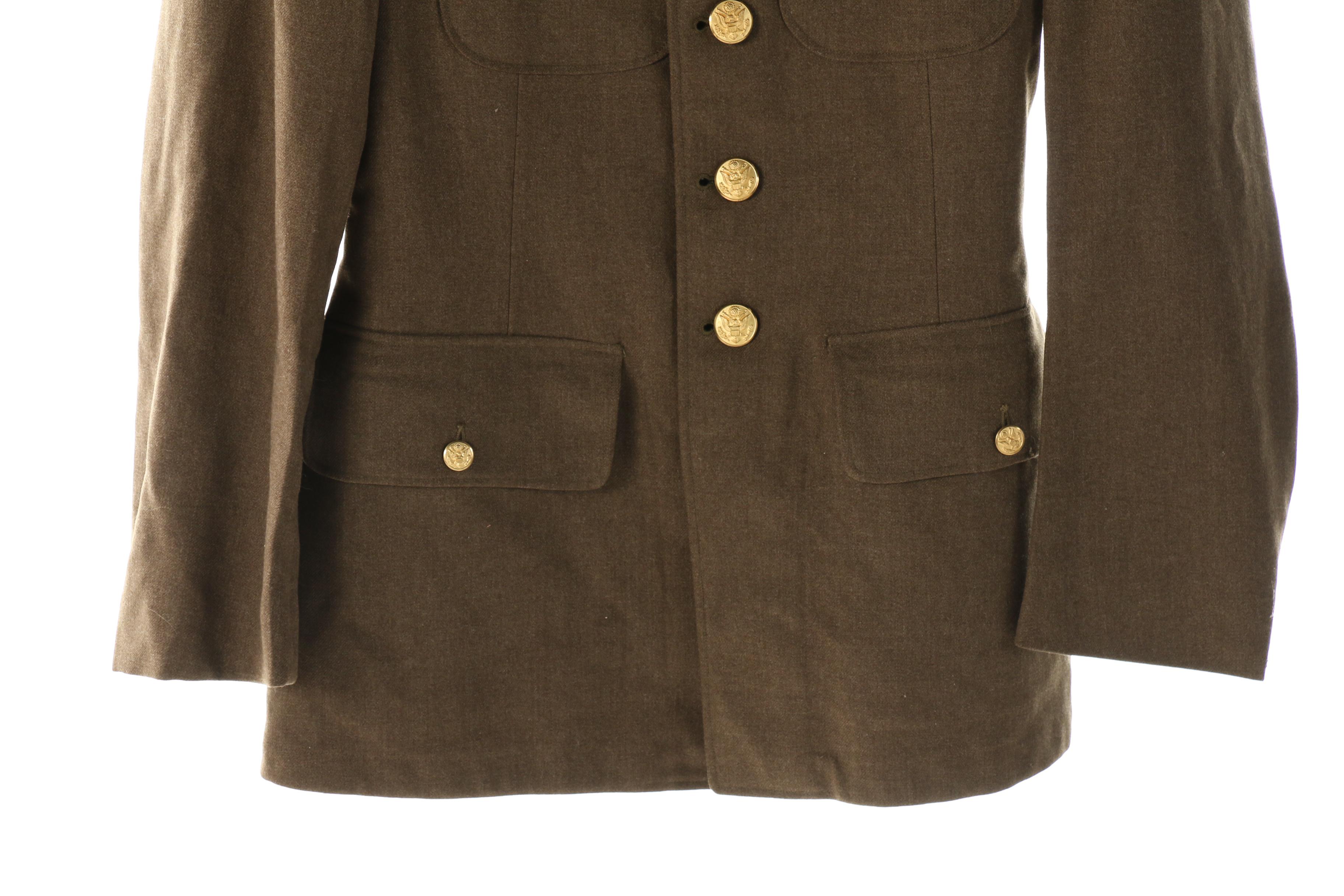 WWII Era Decorated Army Uniform Including Hat, Belt and Tie