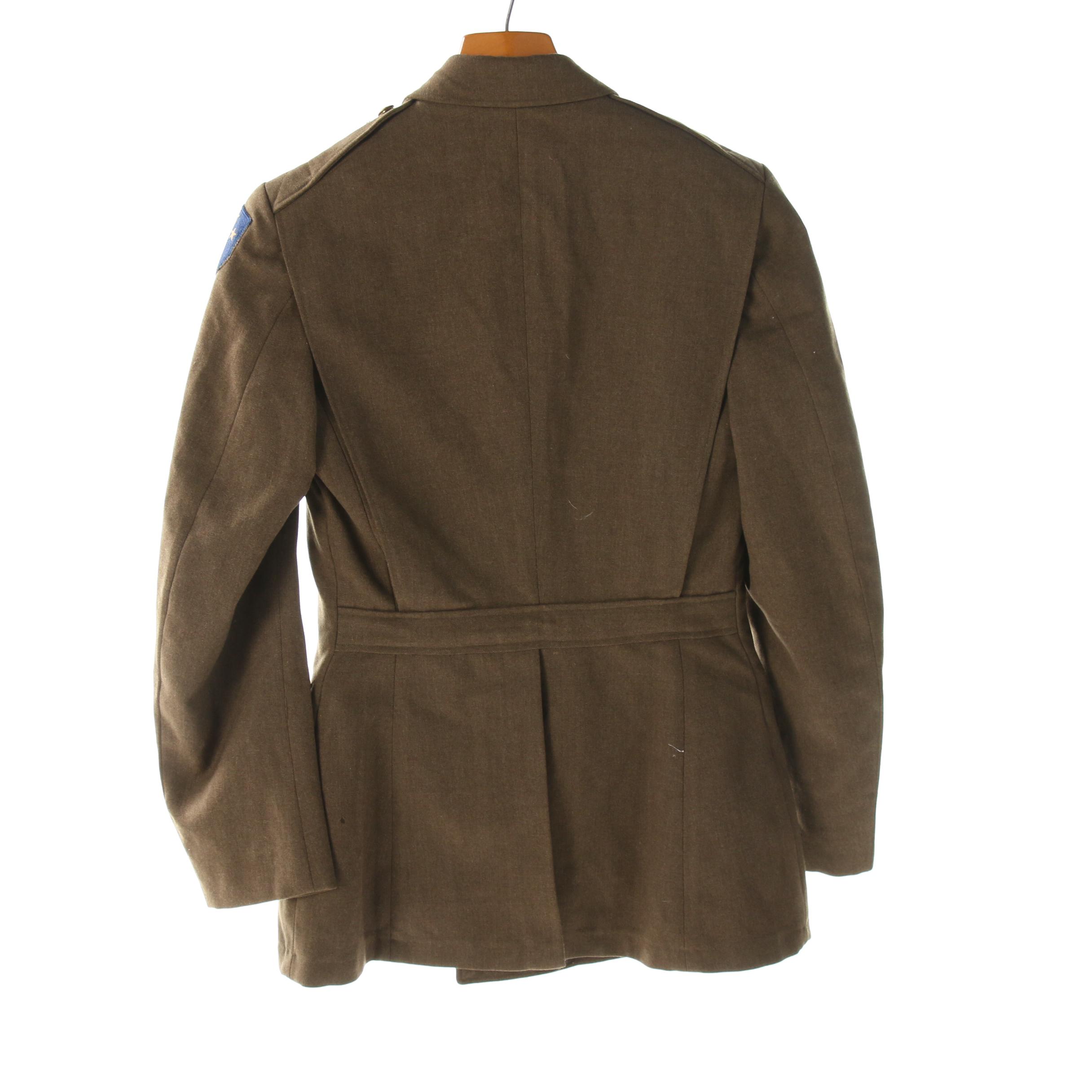 WWII Era Decorated Army Uniform Including Hat, Belt and Tie