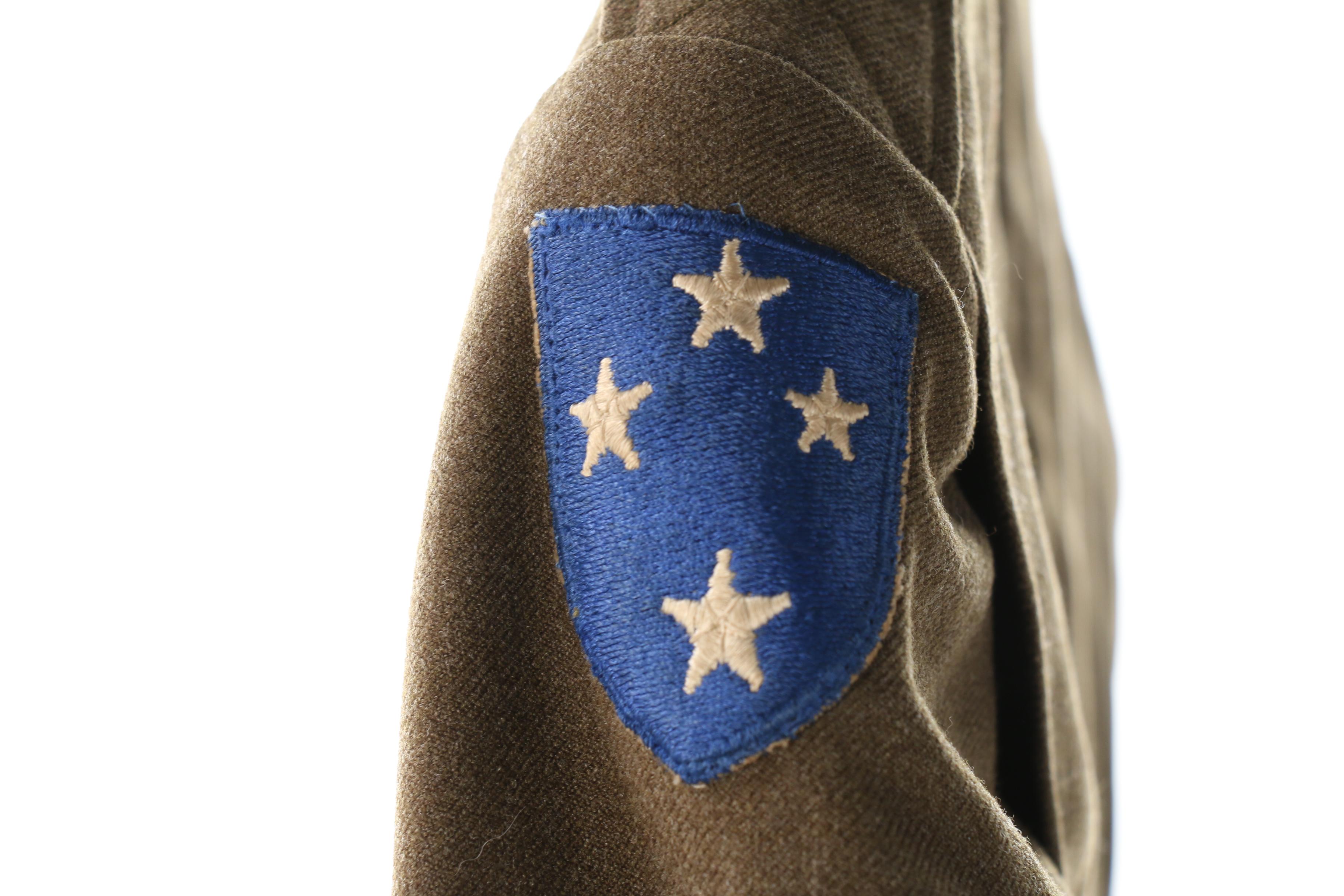 WWII Era Decorated Army Uniform Including Hat, Belt and Tie