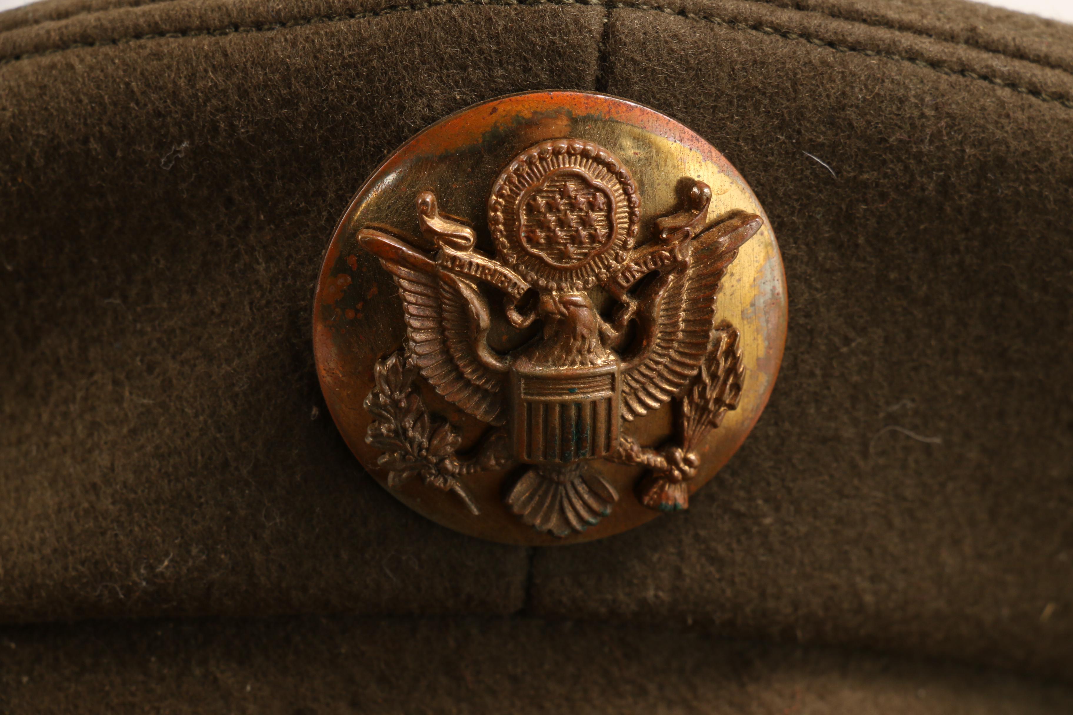 WWII Era Decorated Army Uniform Including Hat, Belt and Tie