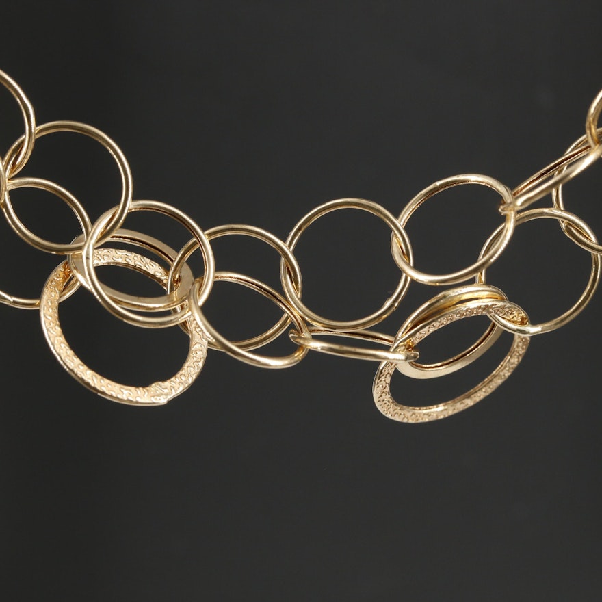 14K Yellow Gold Concentric Link Necklace