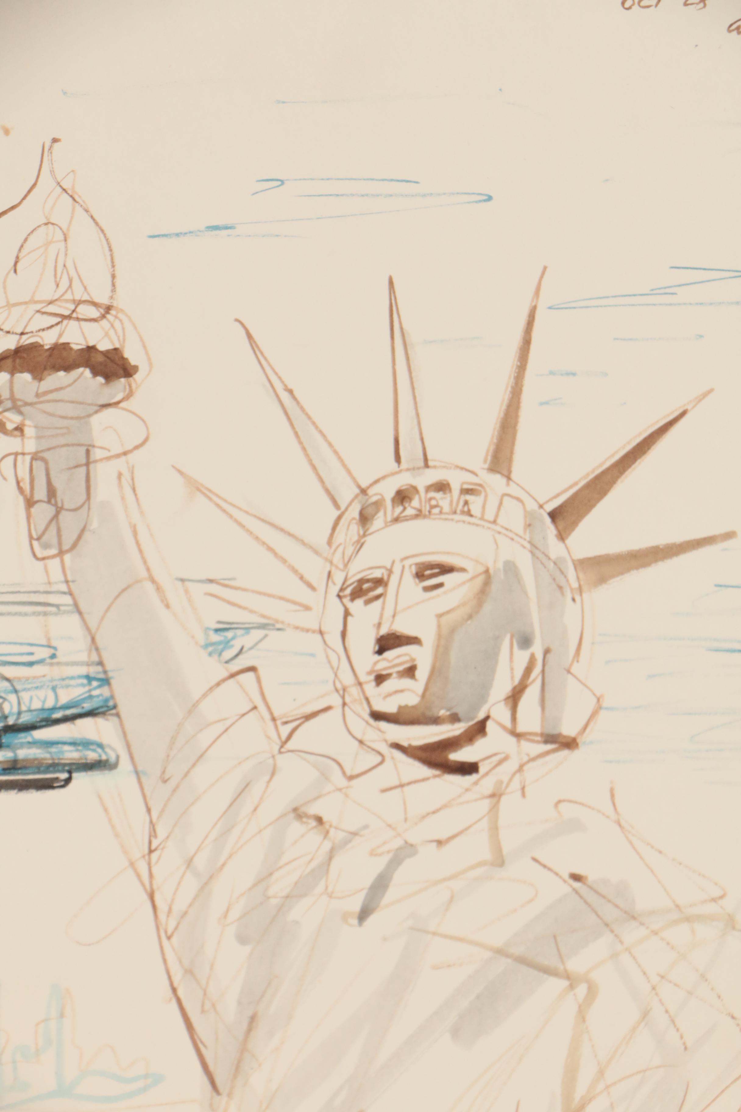 Statue of Liberty Ink Drawing, circa 1955