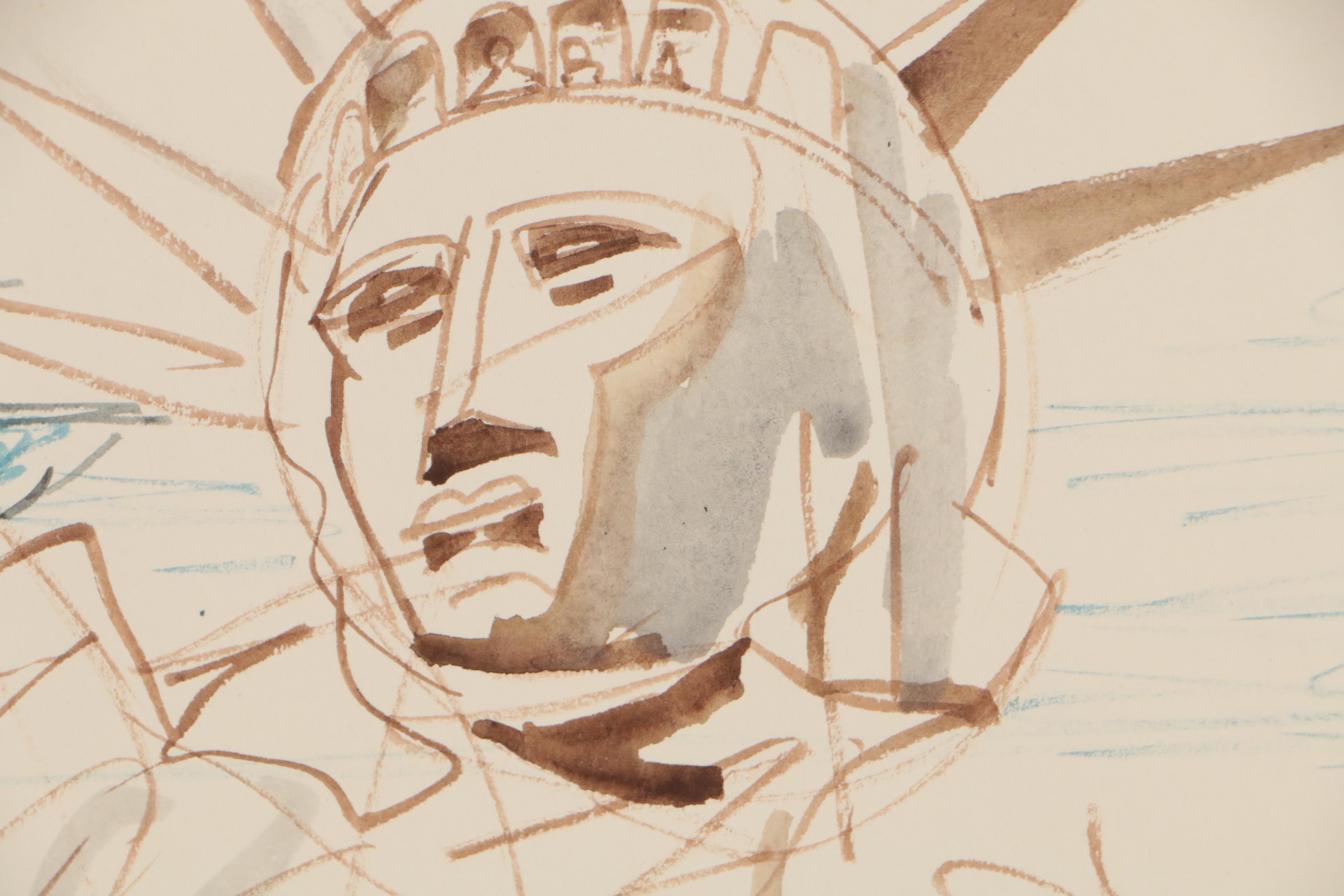 Statue of Liberty Ink Drawing, circa 1955