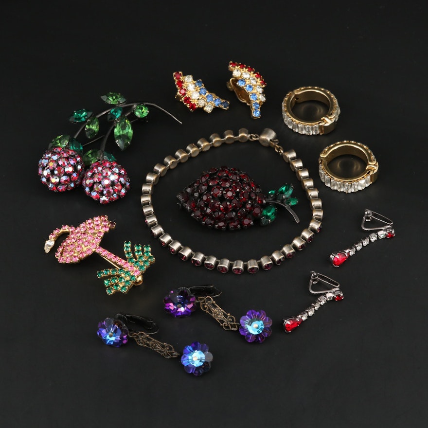 Assorted Jewelry Including Rhinestone and Featuring Warner