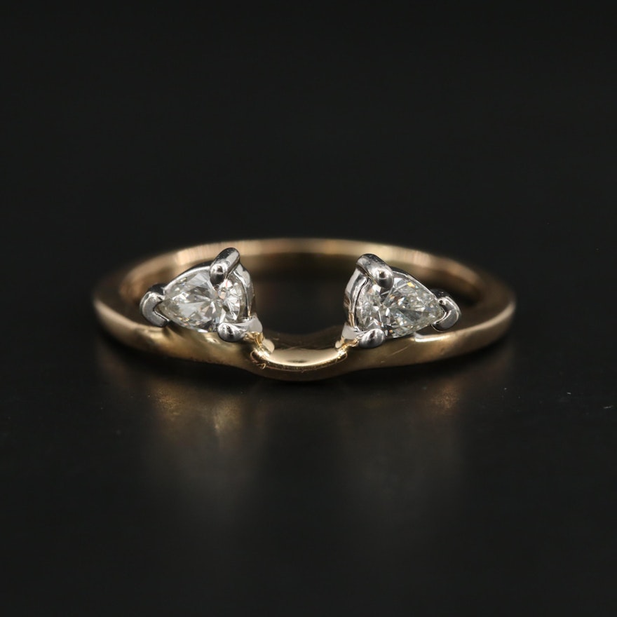 14K Yellow Gold Diamond Enhancer Ring with White Gold Accents