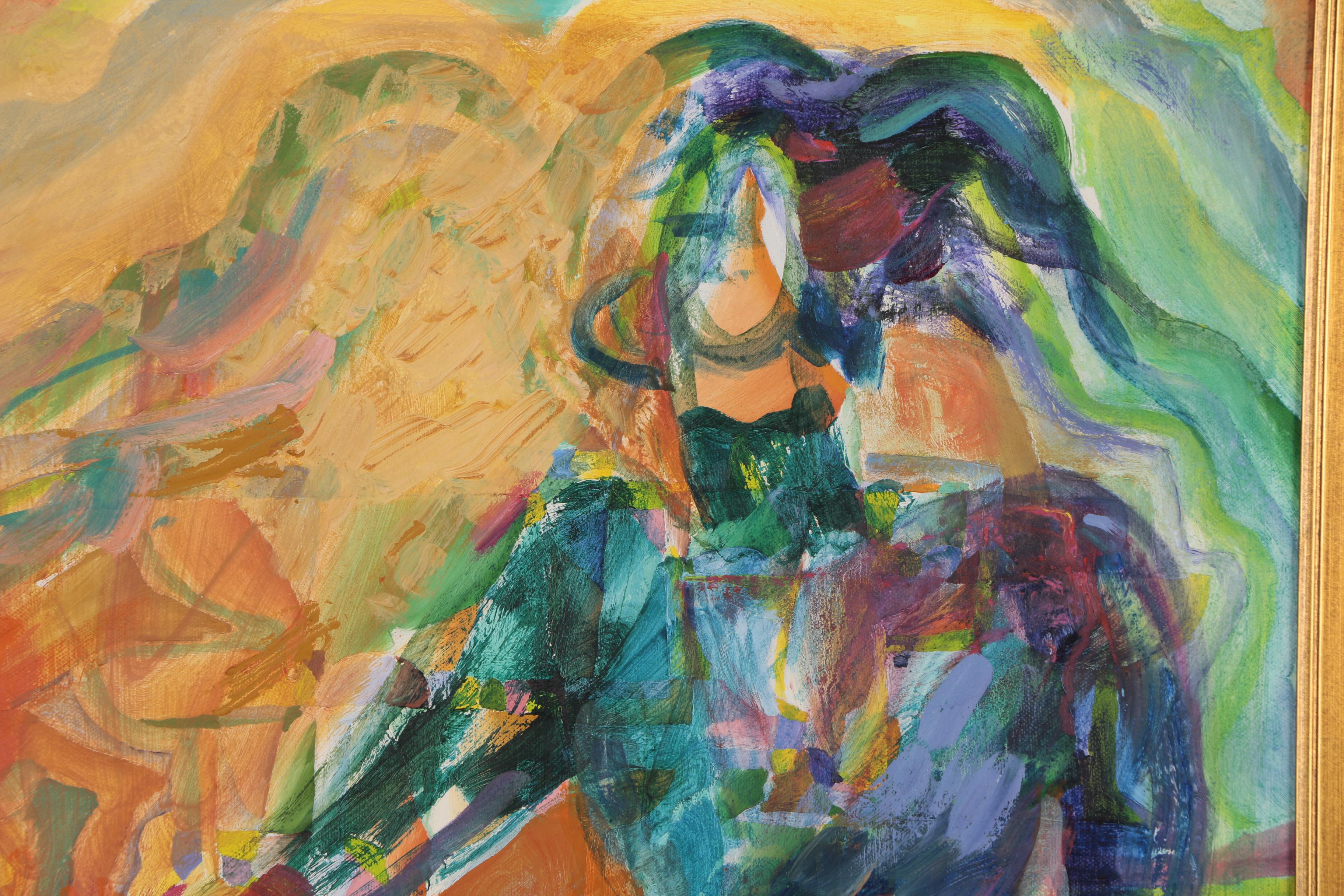 Margaret Voelker-Ferrier Abstract Figural Oil Painting