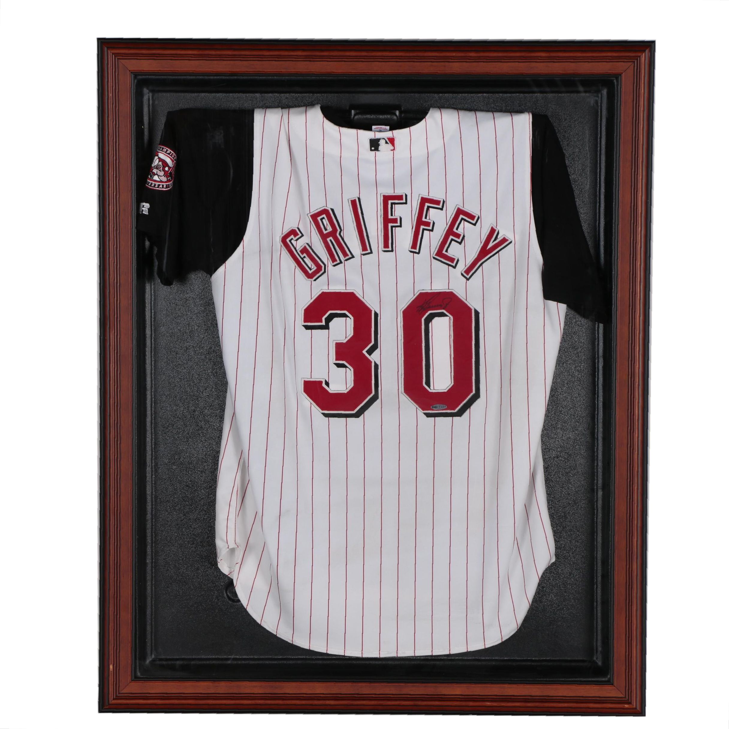 Ken Griffey Jr. Signed Cincinnati Reds Baseball Jersey in Shadow Box Frame, UD