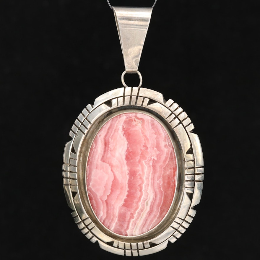 Southwestern Sterling Silver Rhodochrosite Pendant