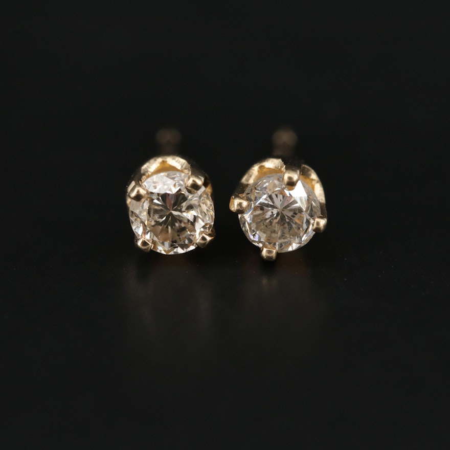 14K Yellow Gold 0.31 CTW Diamond Stud Earrings