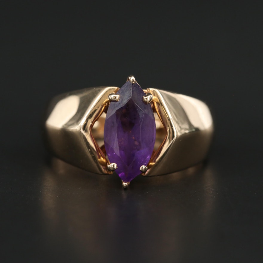 14K Yellow Gold Amethyst Ring