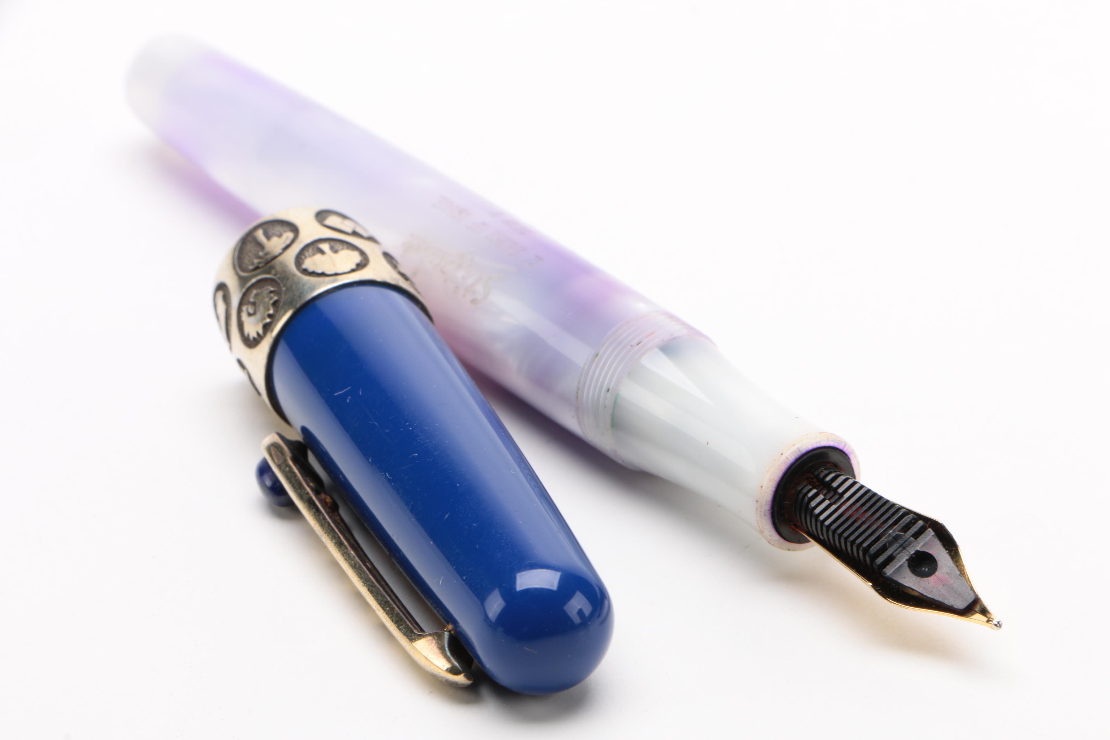 Stipula "12 Tribes of Israel" Fountain Pen with Sterling Clip and Band, 14K Nib