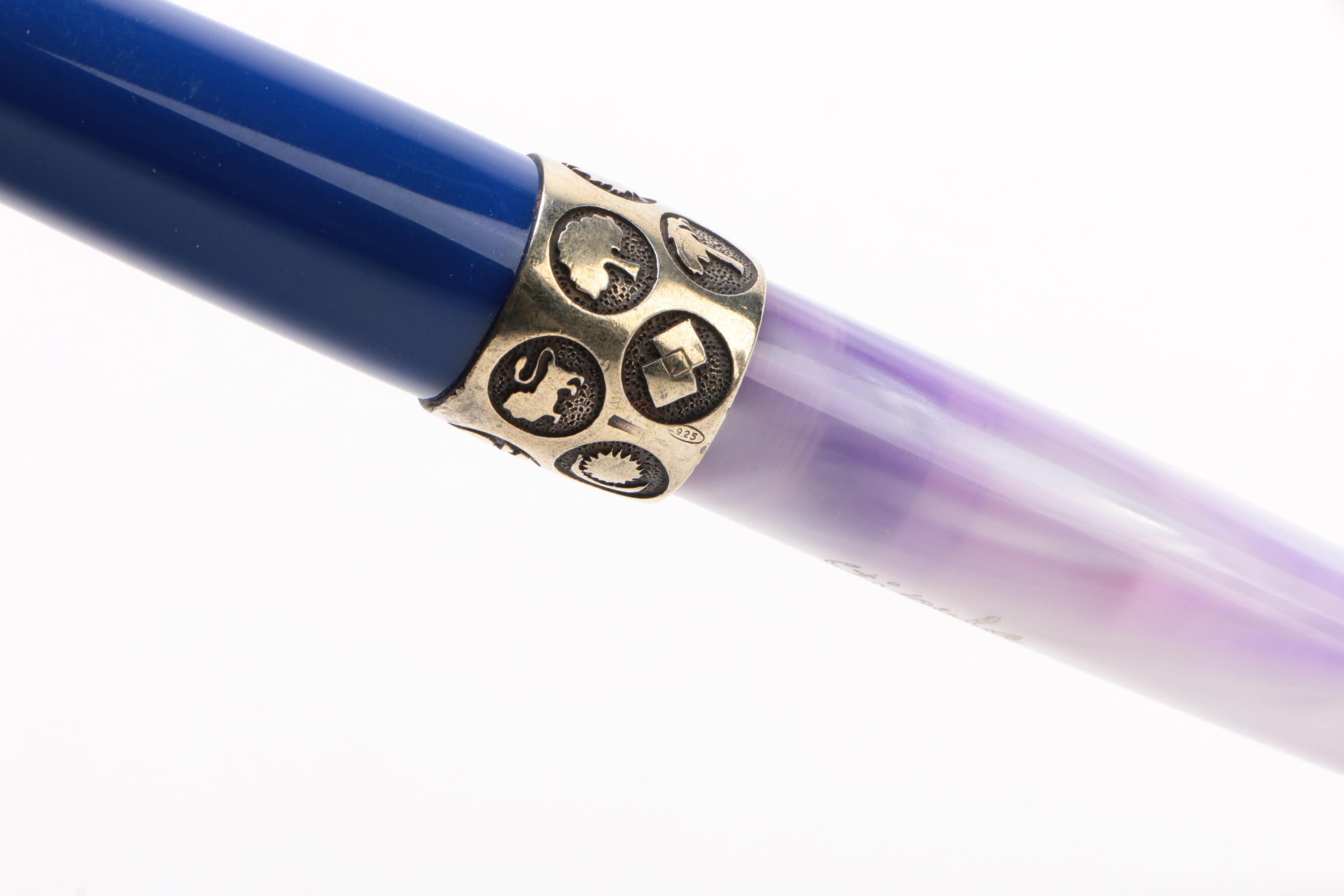 Stipula "12 Tribes of Israel" Fountain Pen with Sterling Clip and Band, 14K Nib