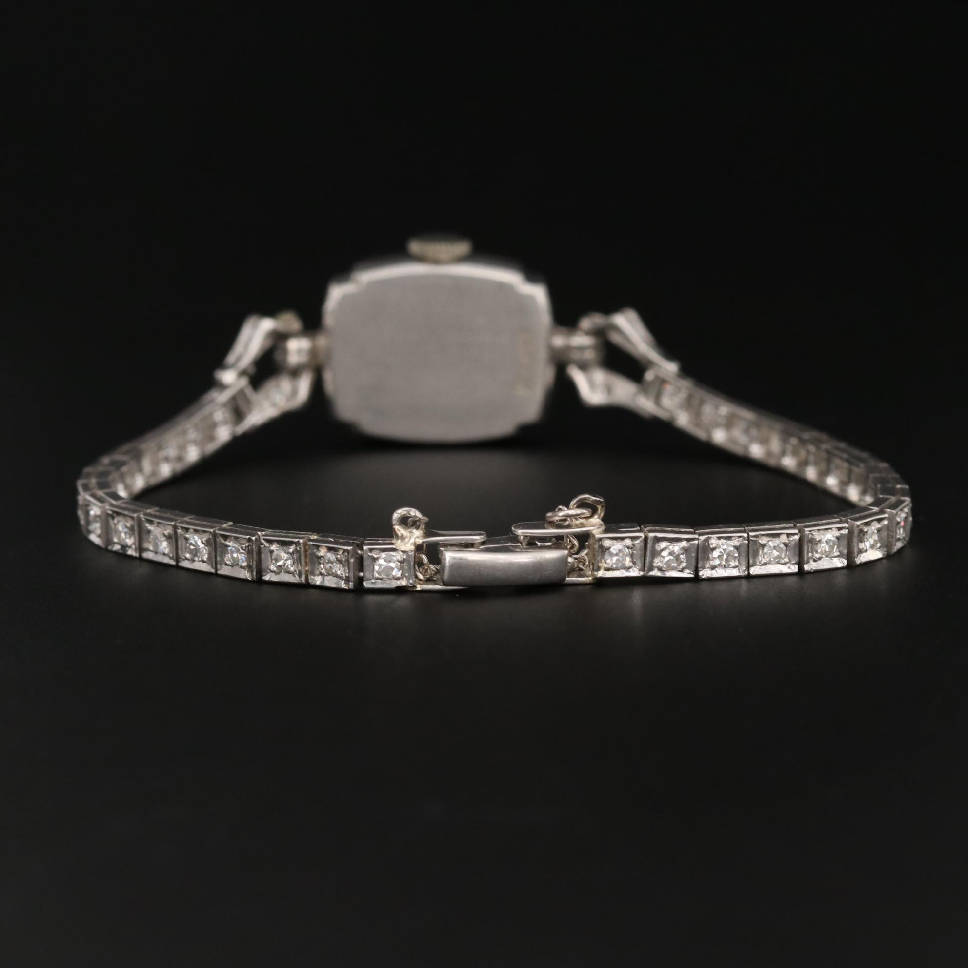 Vintage Rima Platinum 1.11 CTW Diamond Stem Wind Watch