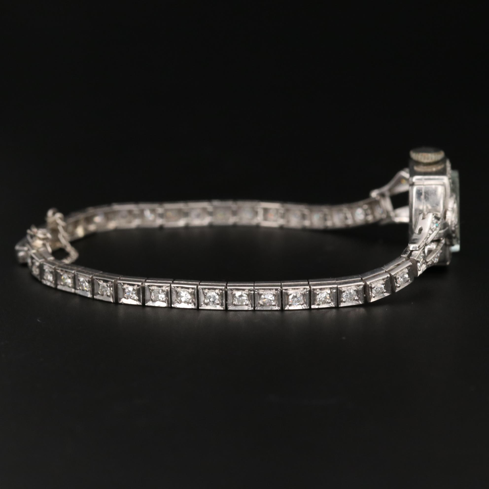 Vintage Rima Platinum 1.11 CTW Diamond Stem Wind Watch