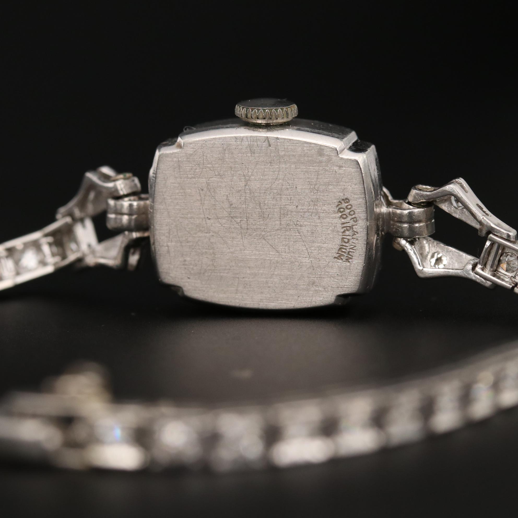 Vintage Rima Platinum 1.11 CTW Diamond Stem Wind Watch