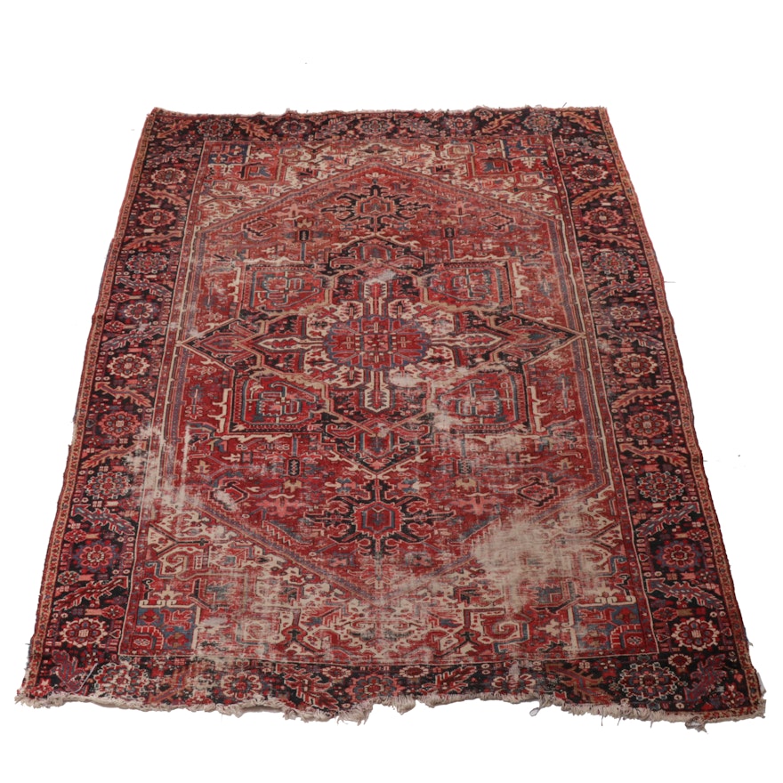 10'10 x 11'5 Hand-Knotted Indo-Persian Heriz Rug, Mid-20th Century