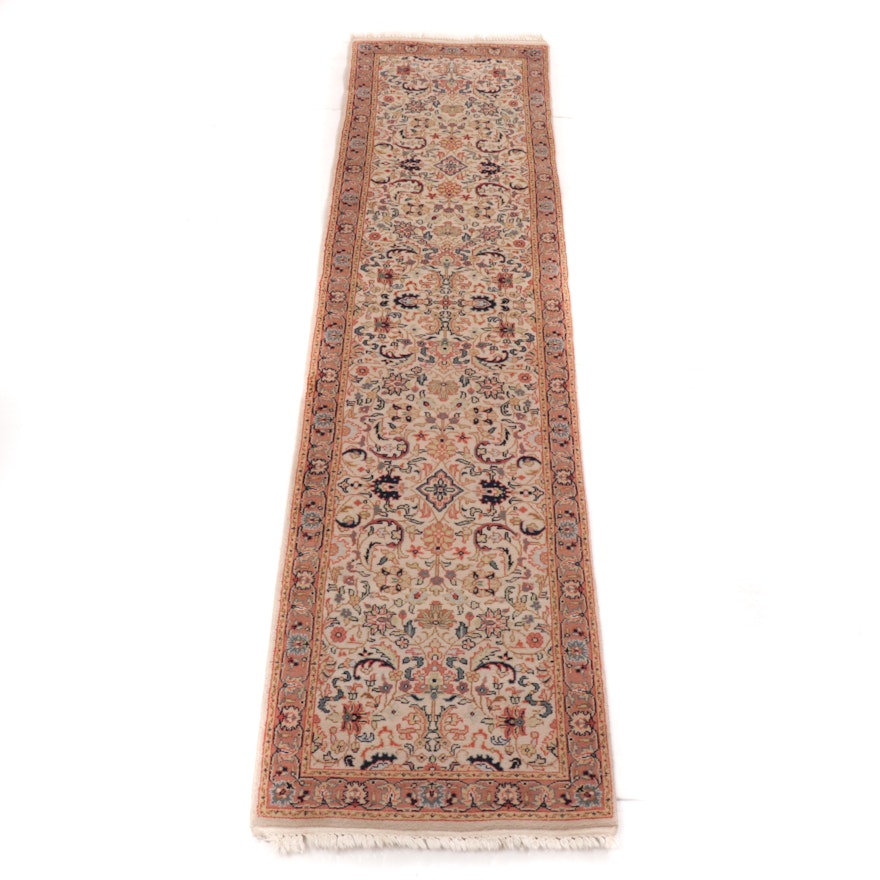 2'5 x 10' Hand-Knotted Indo-Persian Tabriz Runner Rug, Late 20th Century