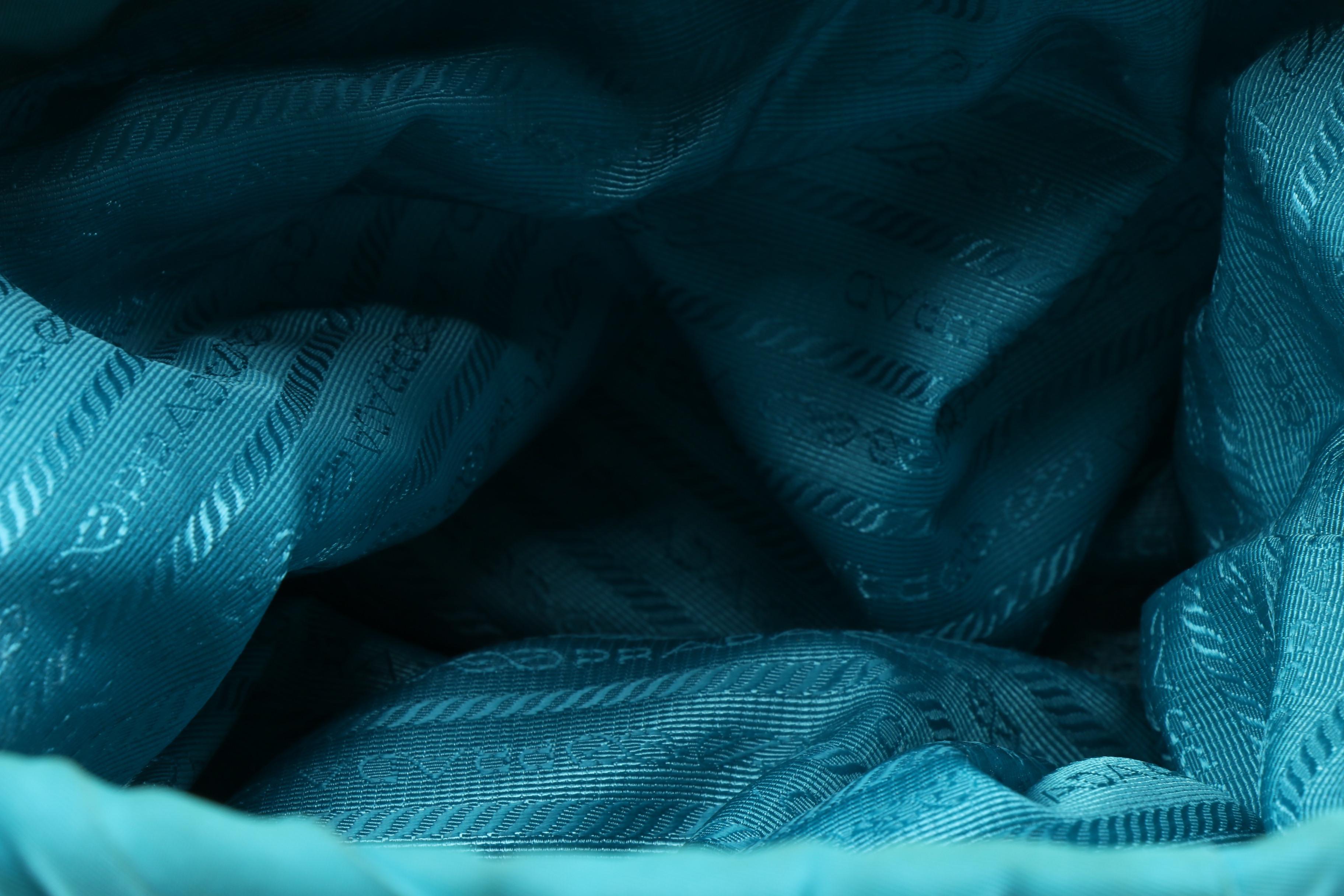 Prada Tessuto Sport Quilted Handbag in Teal Nylon and Patent Leather