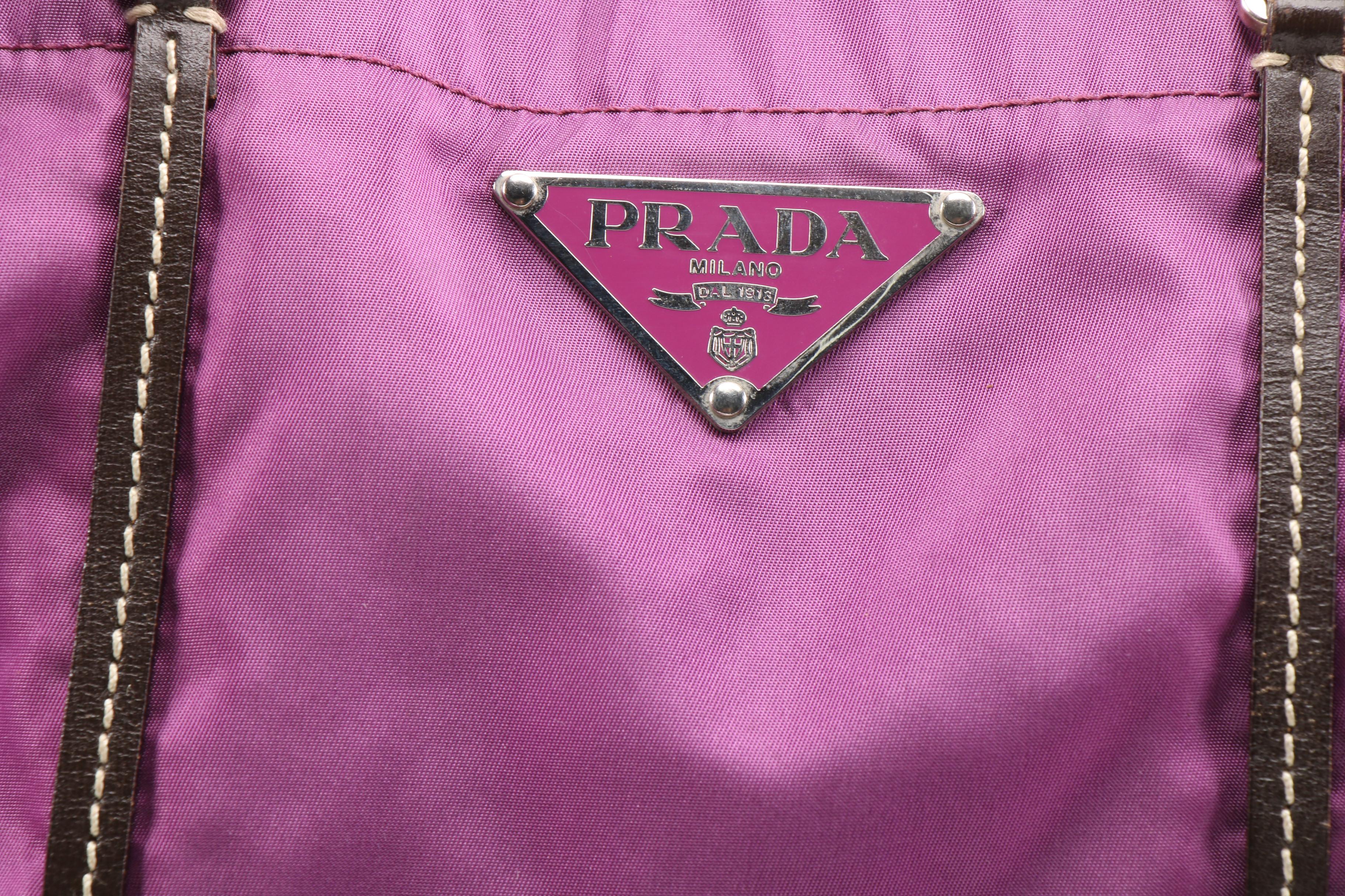 Prada MV633 Tessuto Sport Small Tote in Malva Nylon and Leather