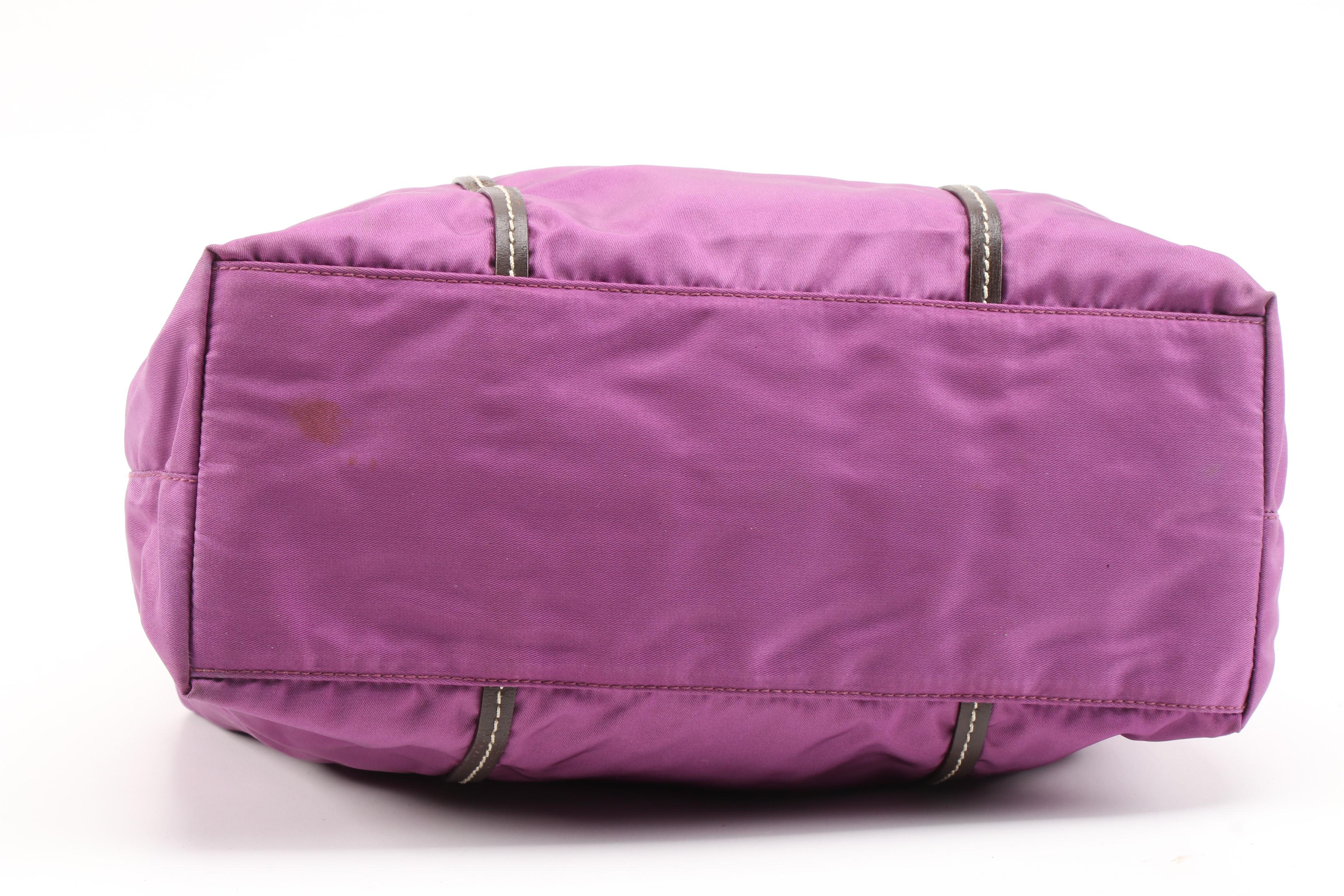 Prada MV633 Tessuto Sport Small Tote in Malva Nylon and Leather