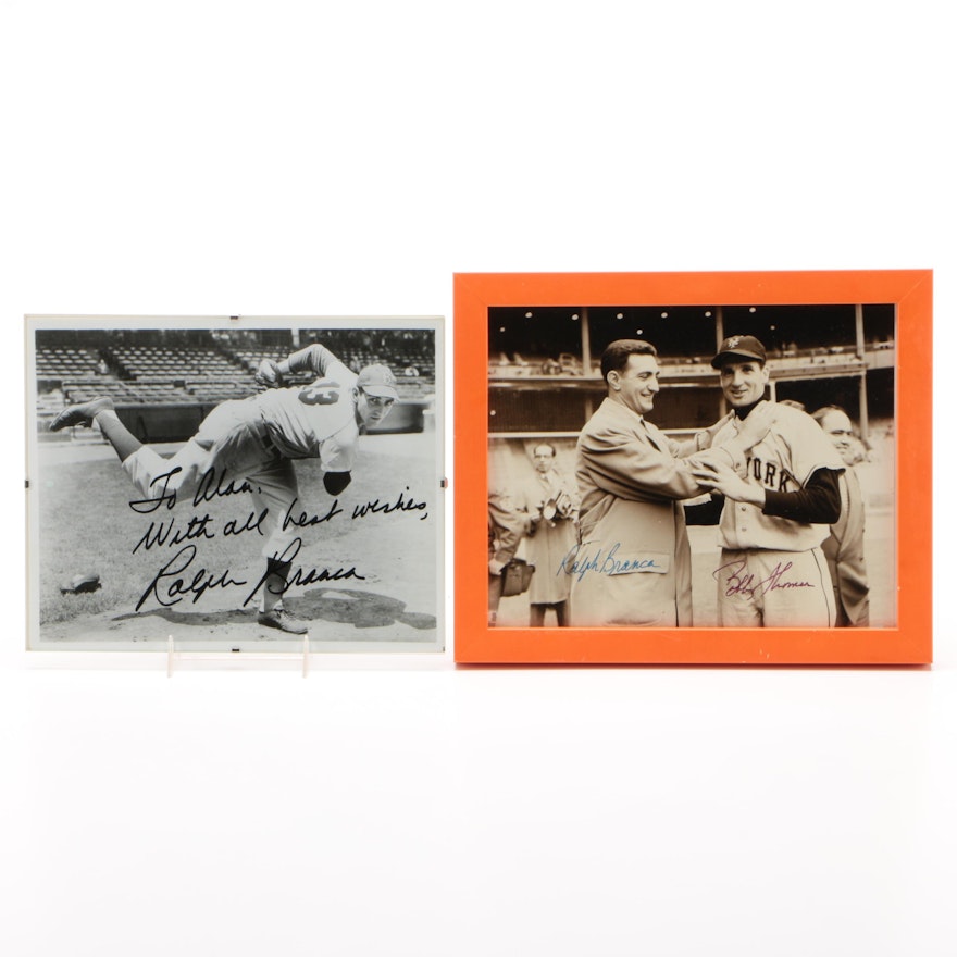 Ralph Branca and Bobby Thomson Signed Baseball Photo Prints